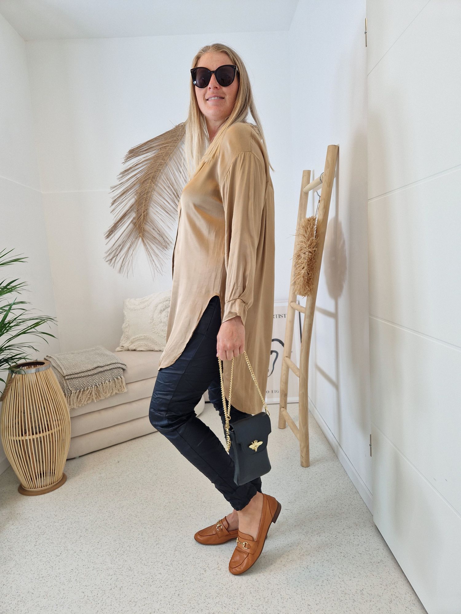 OVERSIZE BLUSE BIANCA CAMEL 34-42 Made in Italy Longbluse Hemd OVERSIZE BLUSE BIANCA CAMEL 34-42 Made in Italy Longbluse Hemd