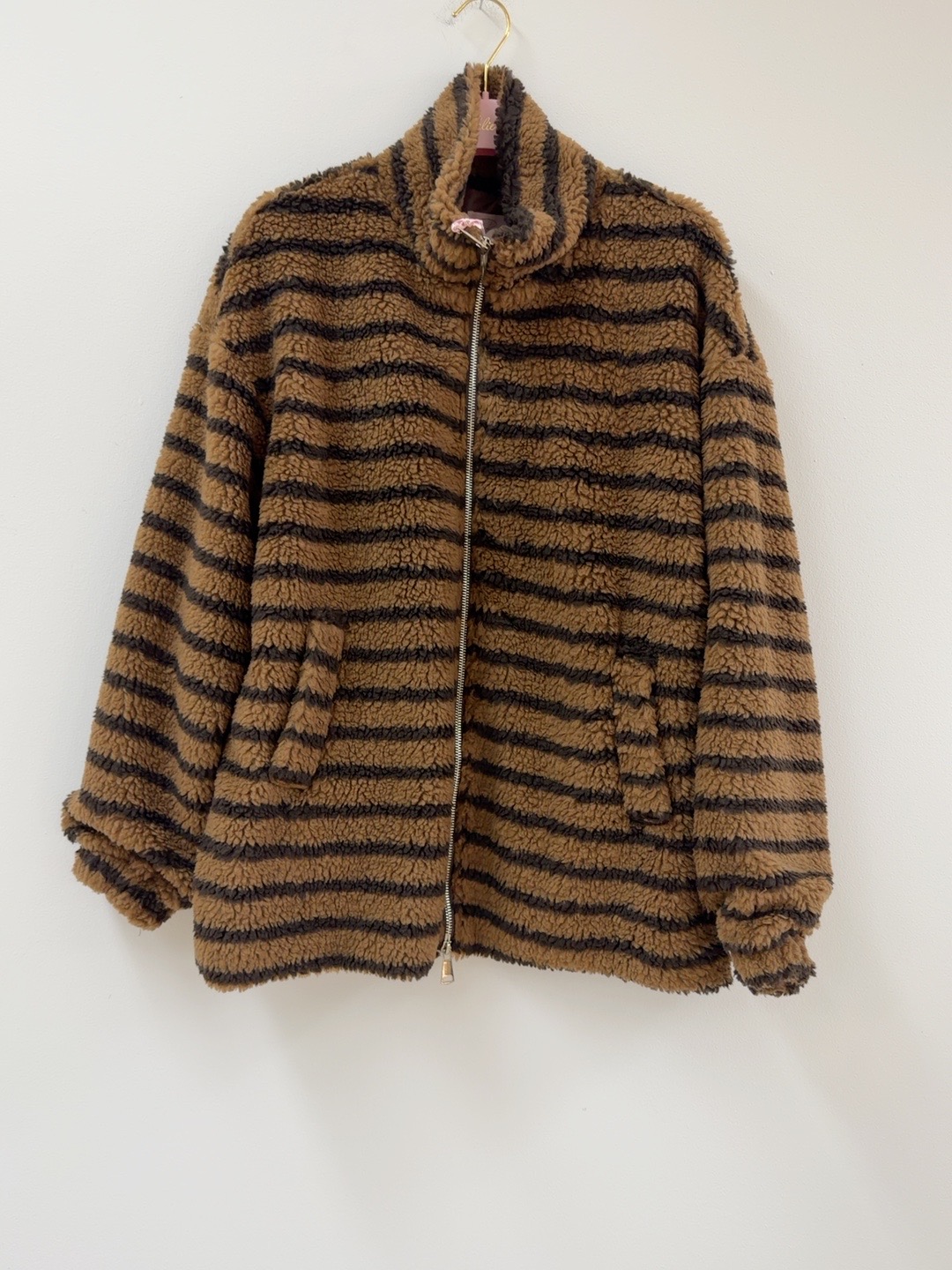 Kuschelige Teddyjacke mit Streifen I TJ0068 I Made in Italy 34-40/42