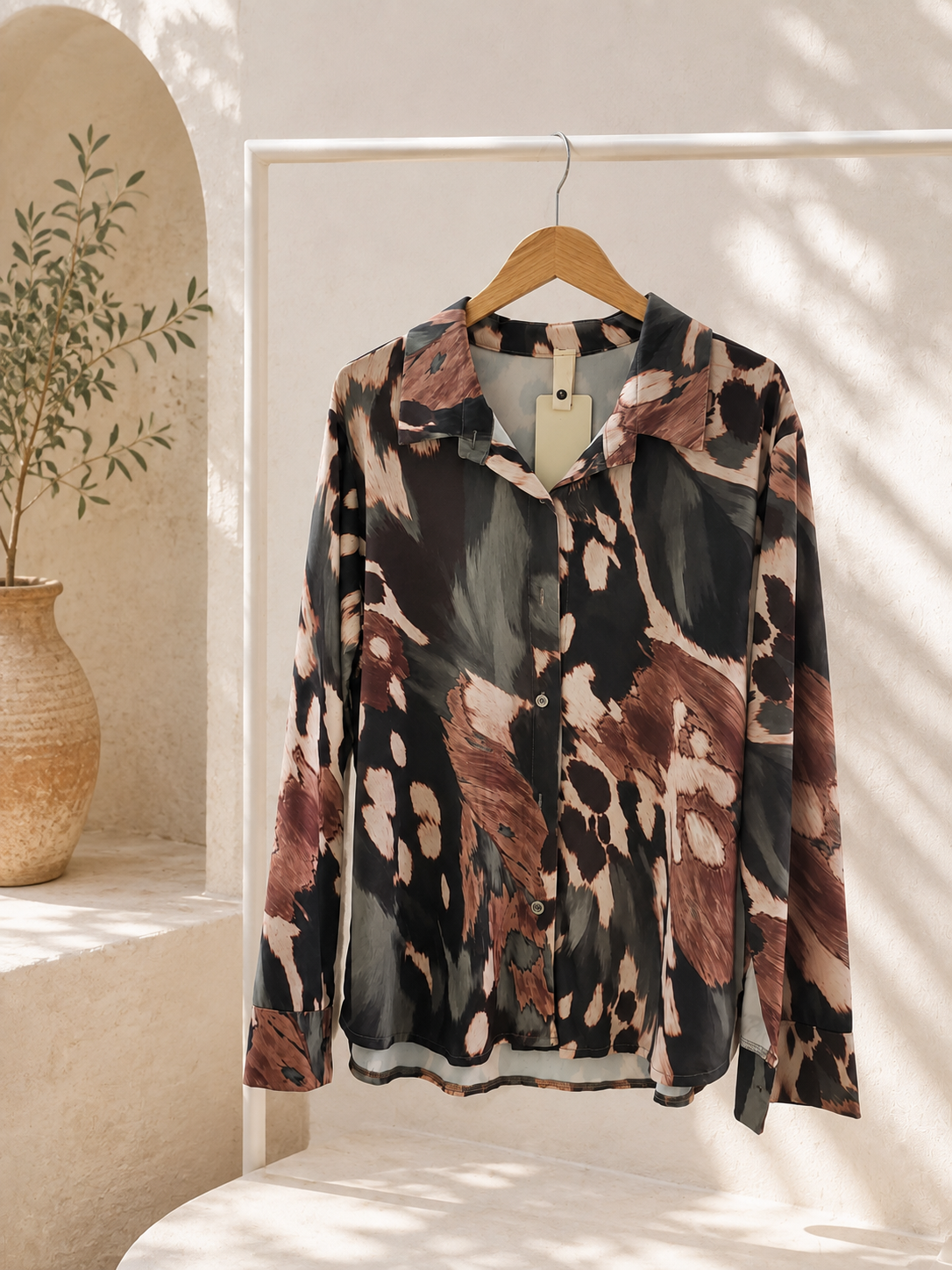 Kofferbluse Bluse Olivia – Edle Kofferbluse mit afro Muster –  Made in Italy Gr 34-42