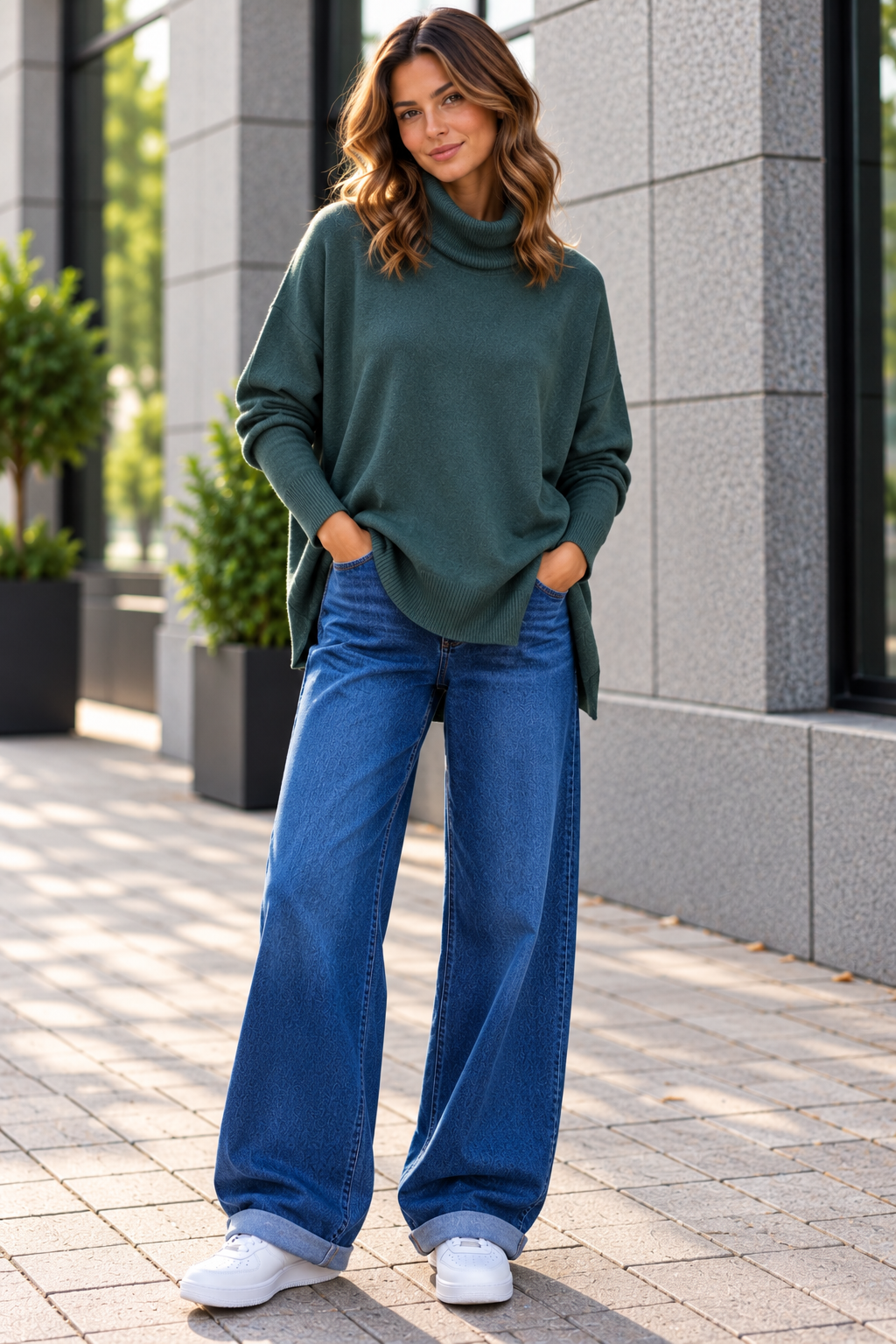 Oversize Rollkragen-Pullover Uni RP0164 I Made in Italy 34-44/46 Strick Pullover