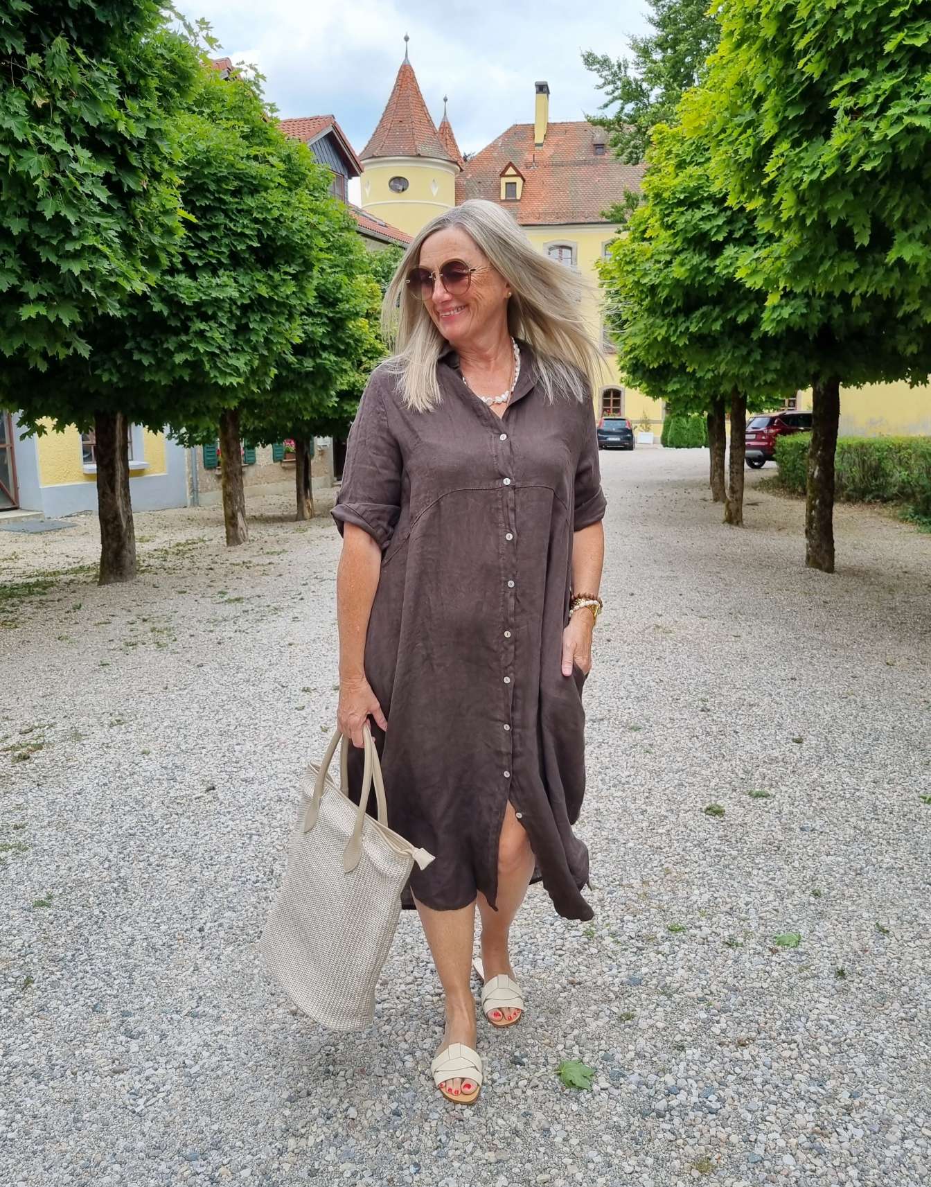 LINEN DESS WILMA BRAUN 34-42 Made in Italy Leinen Kleid Long Bluse Mantel LINEN DESS WILMA BRAUN 34-42 Made in Italy Leinen Kleid Long Bluse Mantel