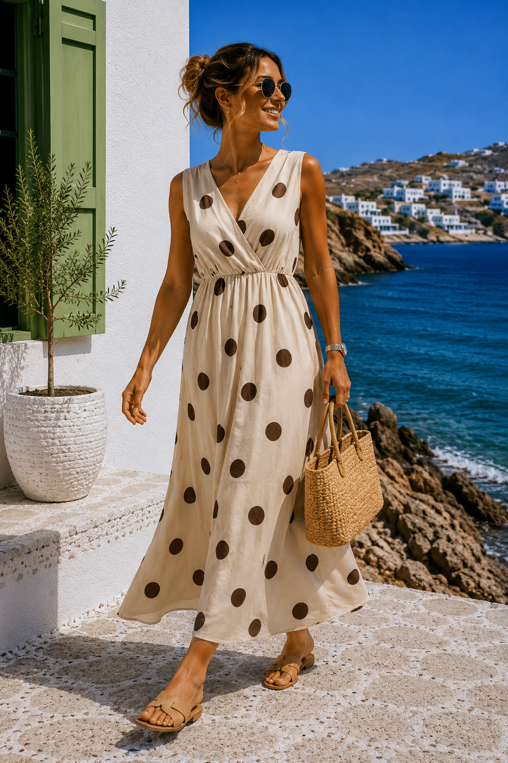 Maxi-Kleid Belladonna Polka Dots Made in Italy 34-42