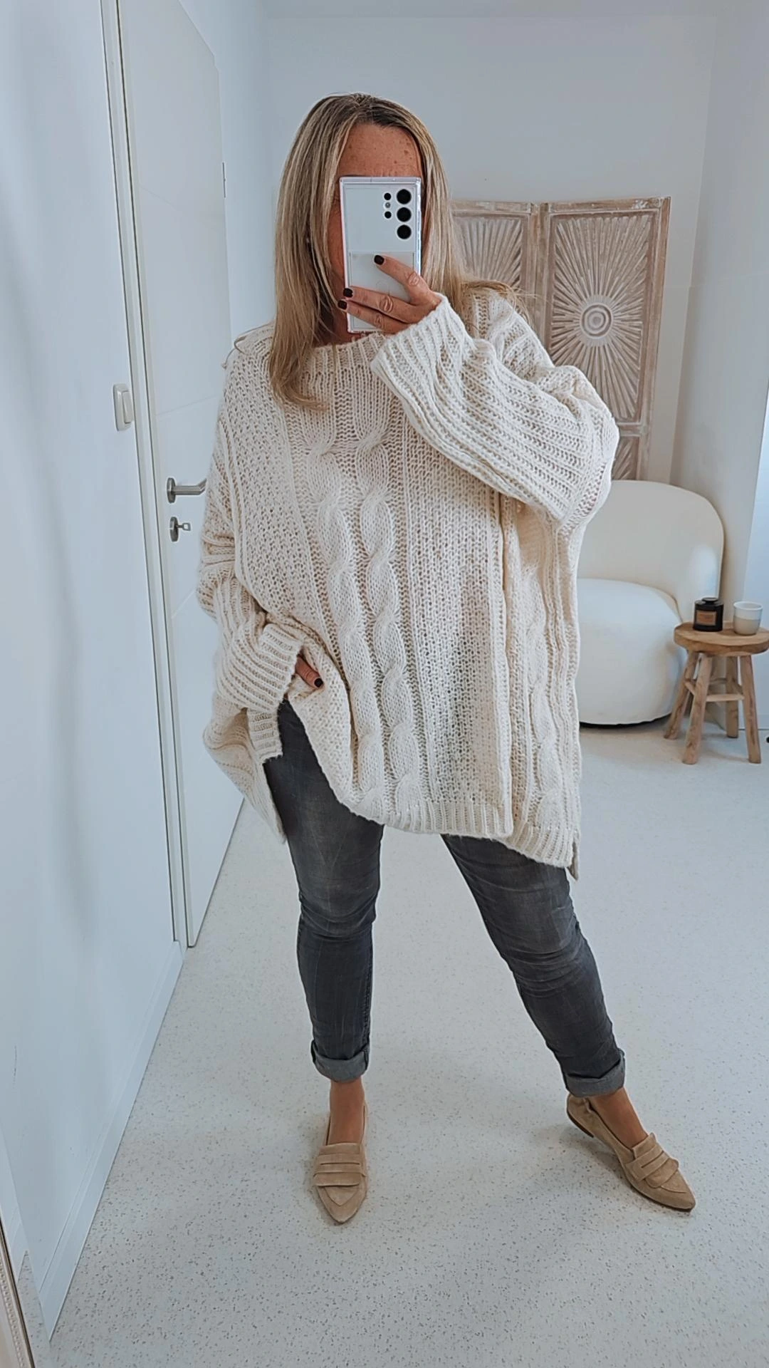 STRICKPULLOVER ZOPFMUSTER TARA Oversize Pullover Made in Italy 36 - 48/50