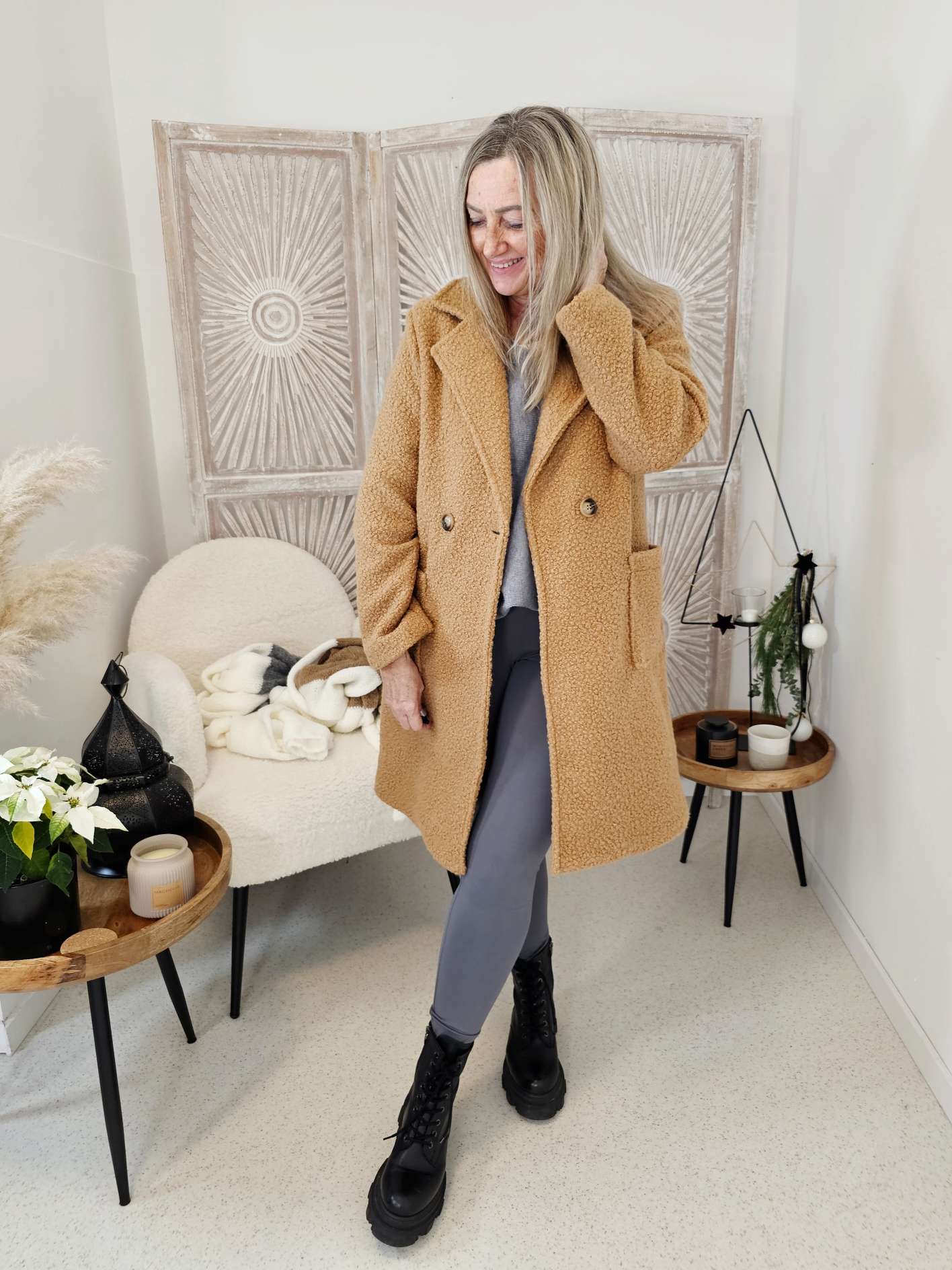 TREND COAT HENRY Made in Italy 34-40 Mantel Jacke Boucle Optik TREND COAT HENRY Made in Italy 34-40 Mantel Jacke Boucle Optik