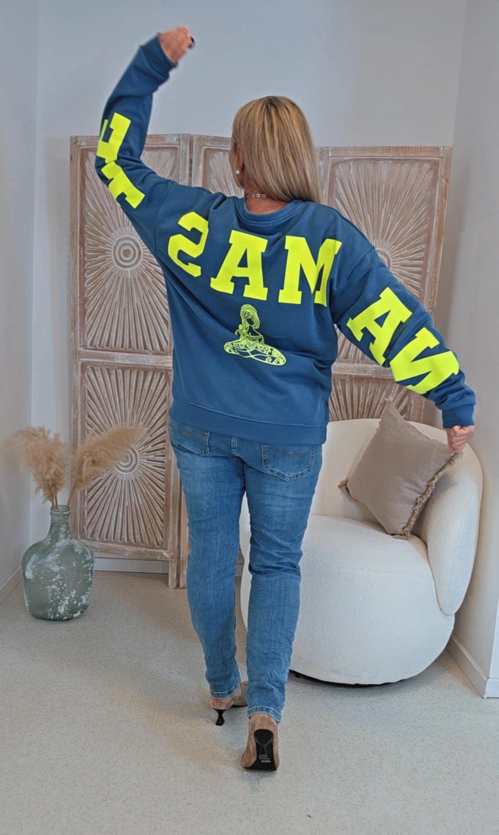 OVERSIZE SWEATER NAMASTE ALL DAMN DAY Made in Italy 34-44
