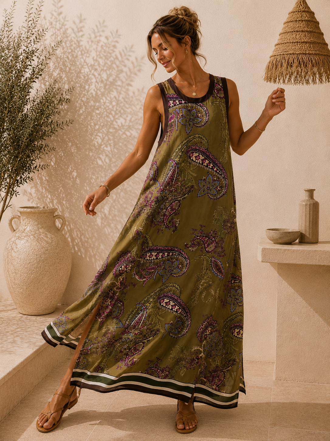 Satin-Kleid Evelina Paisley Made in Italy Viskose Qualtiät Gr. 34-40/42