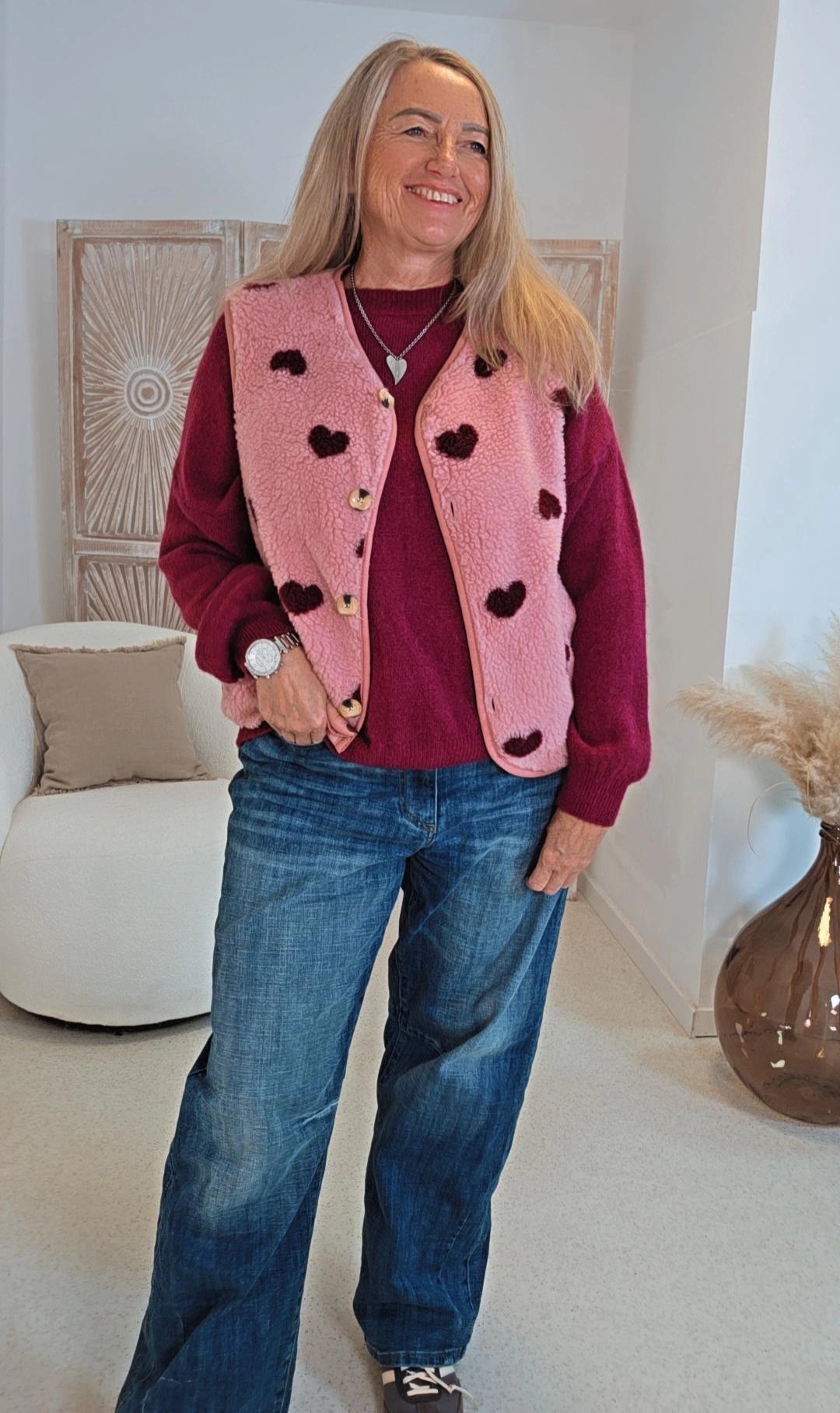 TRENDIGE TEDDY WESTE CLAUDIA SMALL HEART Made in Italy 34-42