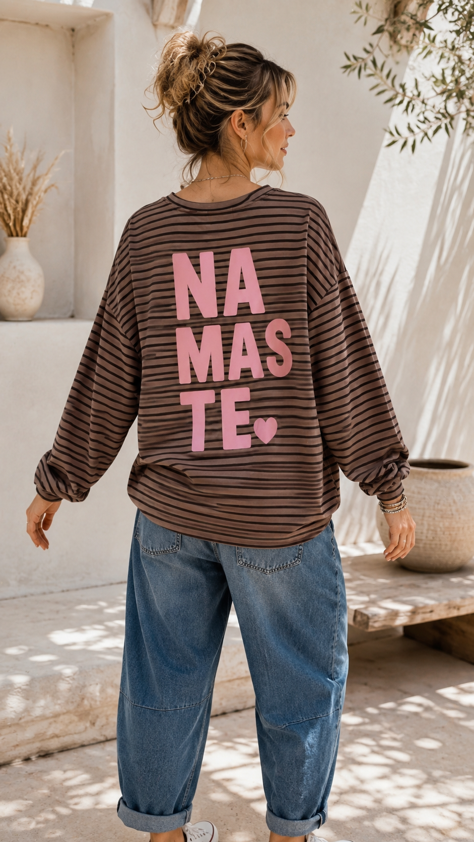 Sweatshirt – Sweater No. SW013 | Streifenlook | Oversize | Made in Italy | passend bis Gr. 42/44