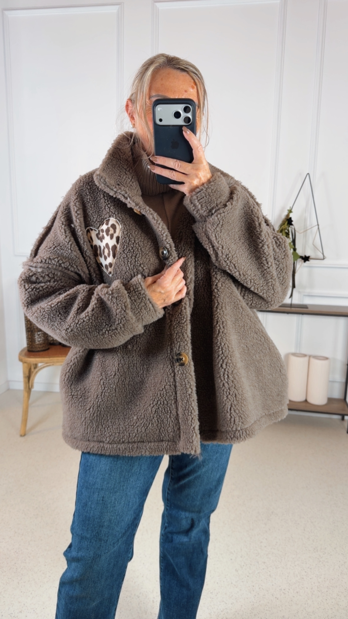 OVERSIZE TEDDY JACKE JANNIKA 2 LEO HEART Made in Italy 36-44/46