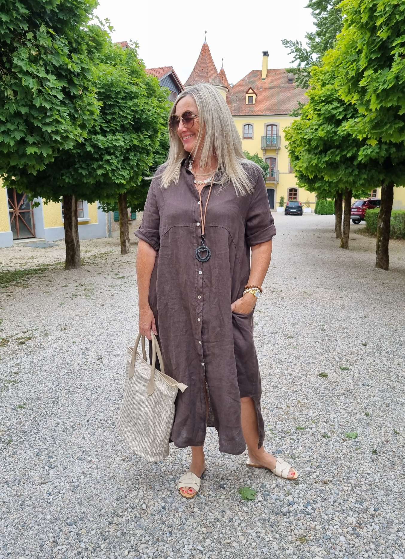 LINEN DESS WILMA BRAUN 34-42 Made in Italy Leinen Kleid Long Bluse Mantel LINEN DESS WILMA BRAUN 34-42 Made in Italy Leinen Kleid Long Bluse Mantel