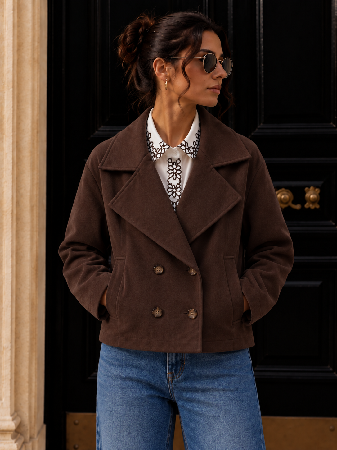Jacke Veloursleder-Optik SCHOKO I J0041 I Made in Italy 34-42