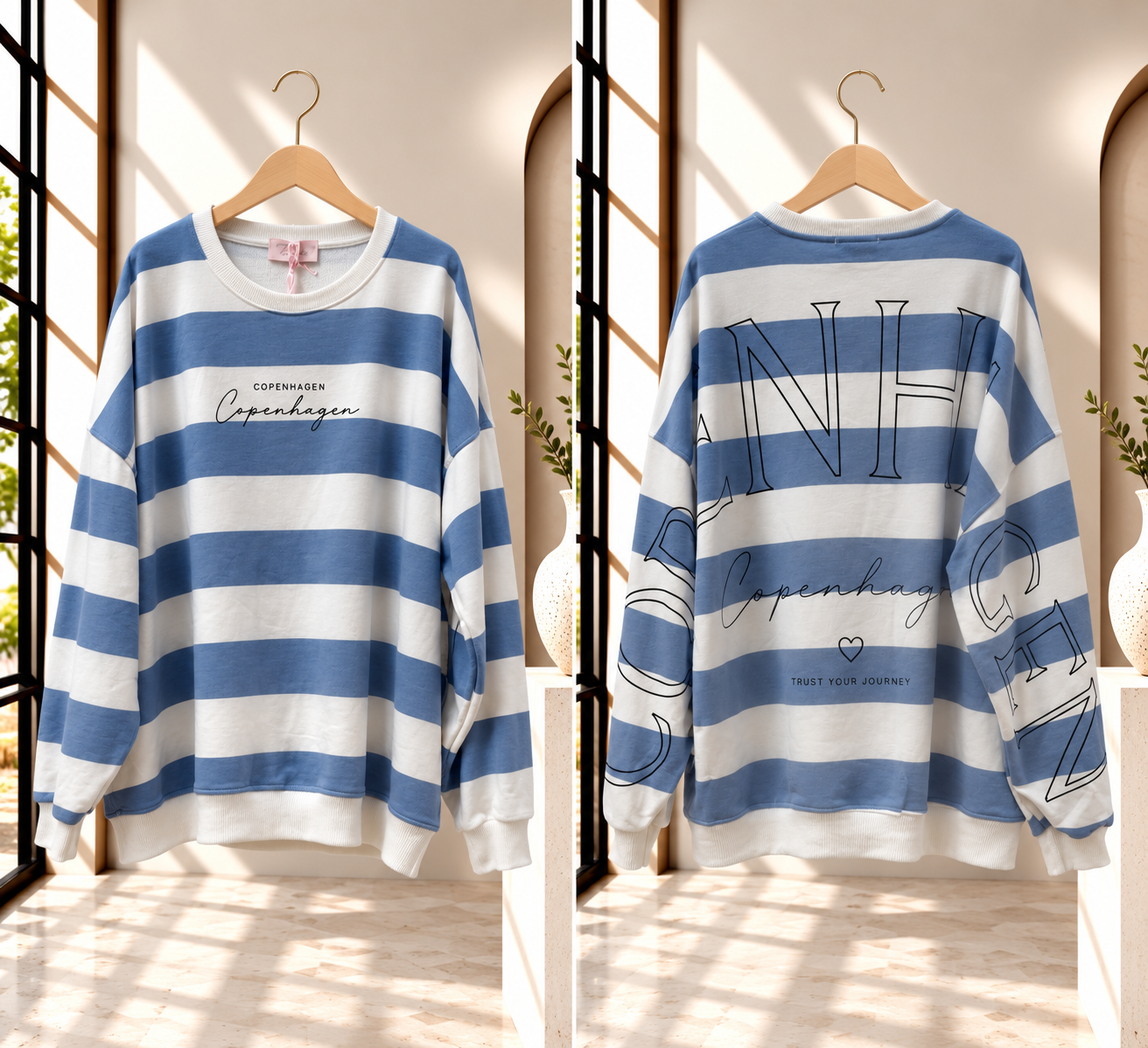 Sweatshirt Copenhagen Blockstreifen I NO. SW0072 I lässiger Oversize-Look I Made in Italy 34-42/44