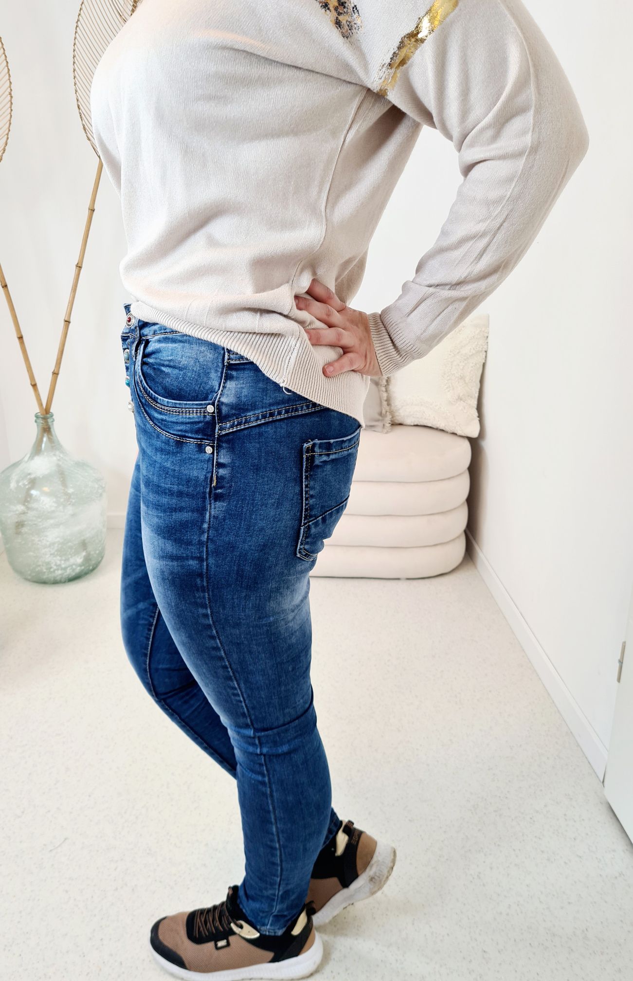 LONGSLEEVE SHIRT VANESSA LEO CREME 34-42 Made in Italy Langarm dünner Pullover LONGSLEEVE SHIRT VANESSA LEO CREME 34-42 Made in Italy Langarm dünner Pullover