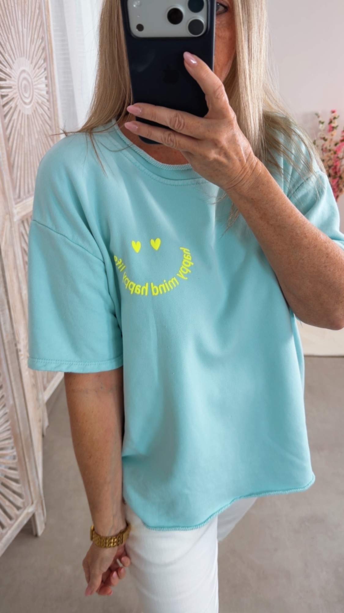 🌿💚✨ T-Shirt-Sweater happy mind happy life Elovira Made in Italy 34-42/44