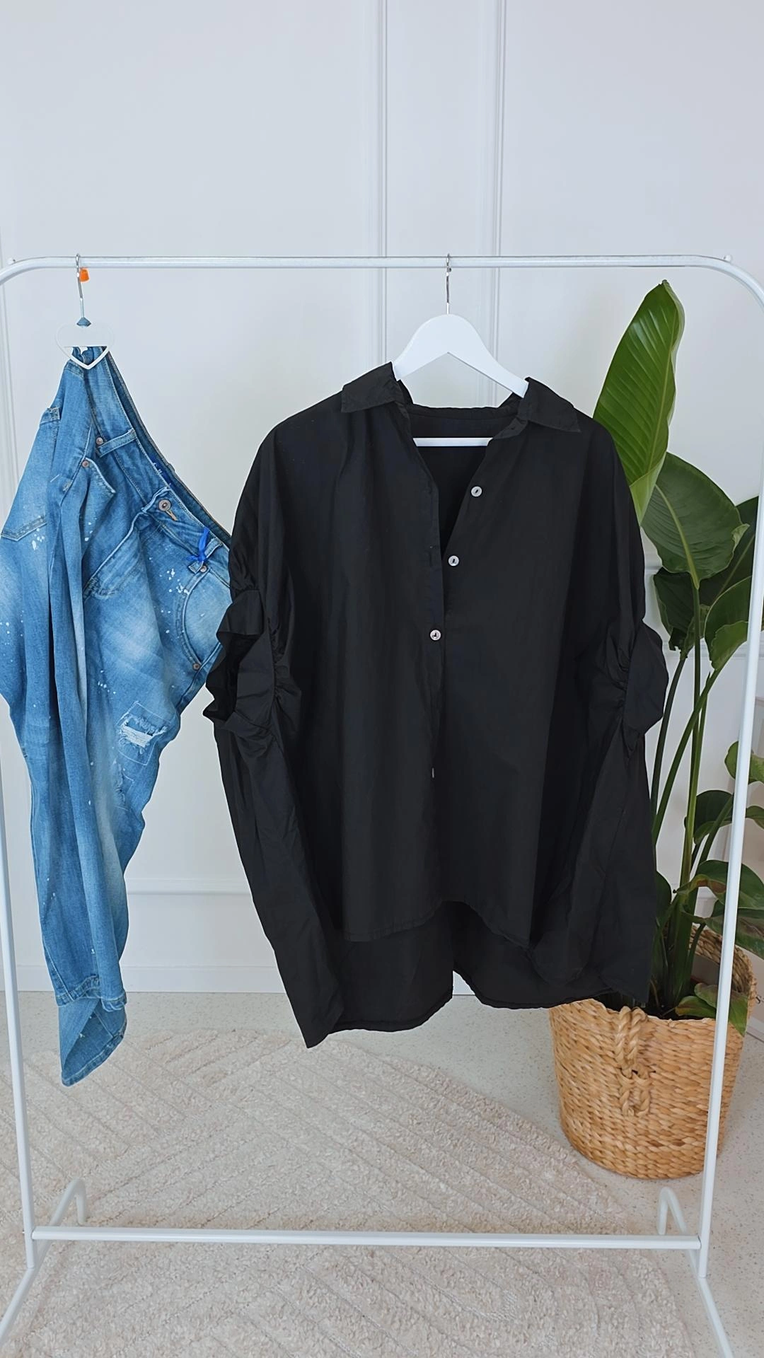 BAUMWOLL BLUSE LIANE Kurzärmelig UNI Made in Italy 34 - 46/48