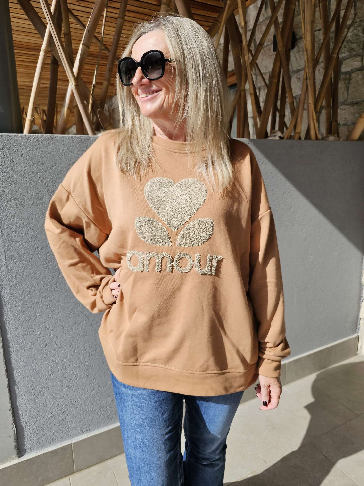 BASIC SWEATER AMOUR geflockt Made in Italy 34 - 42 BASIC SWEATER AMOUR geflockt Made in Italy 34 - 42