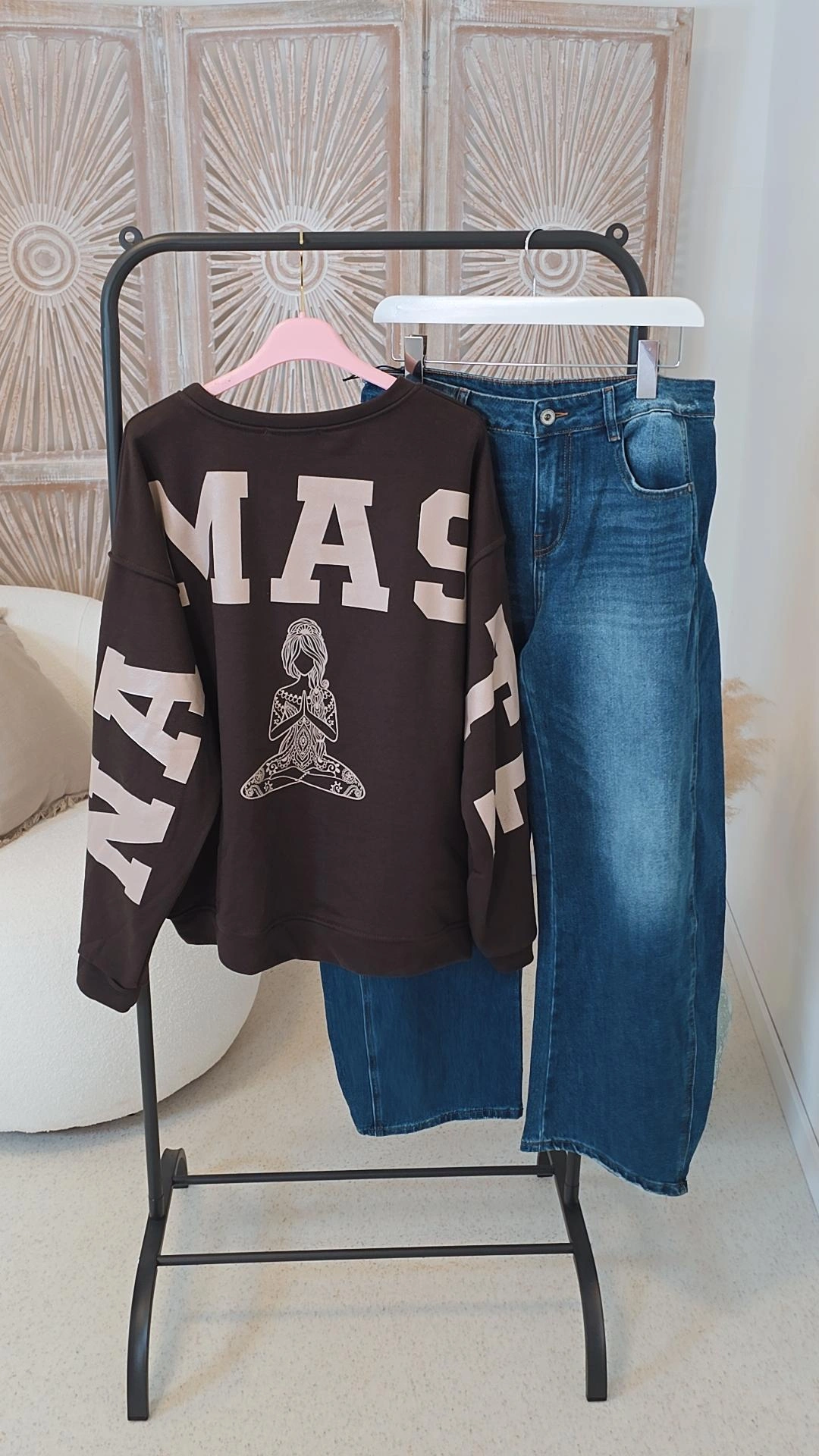 OVERSIZE SWEATER NAMASTE ALL DAMN DAY Made in Italy 34-44
