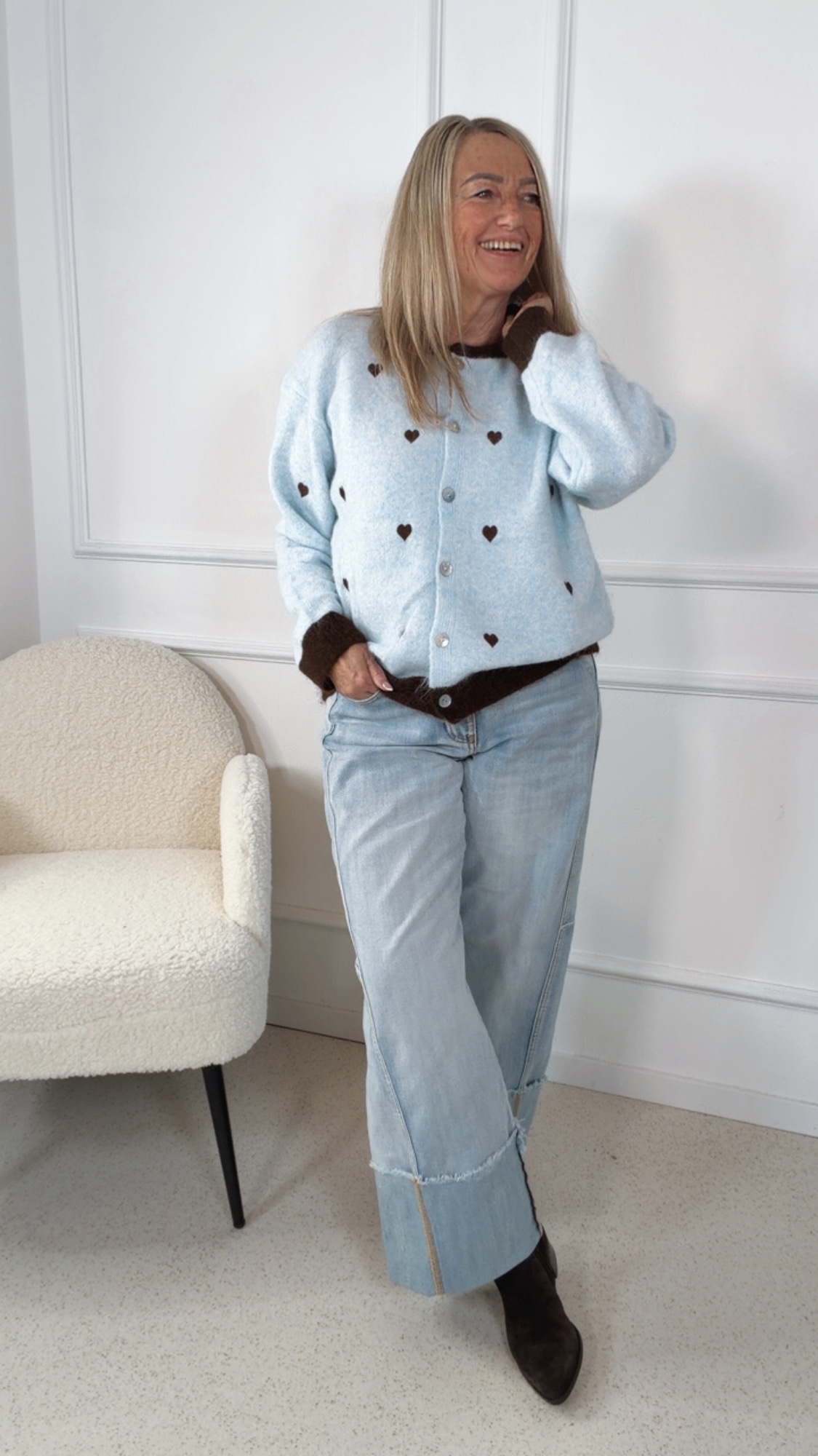 SOFTE STRICKJACKE OLIVIA HEART Italy Style Gr 34-42 Pullover Cardigan