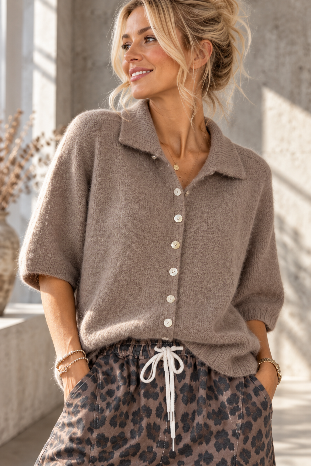 Cardigan Basic Alpaka Uni I ST0076 I Made in Italy 34-44 Strickjacke