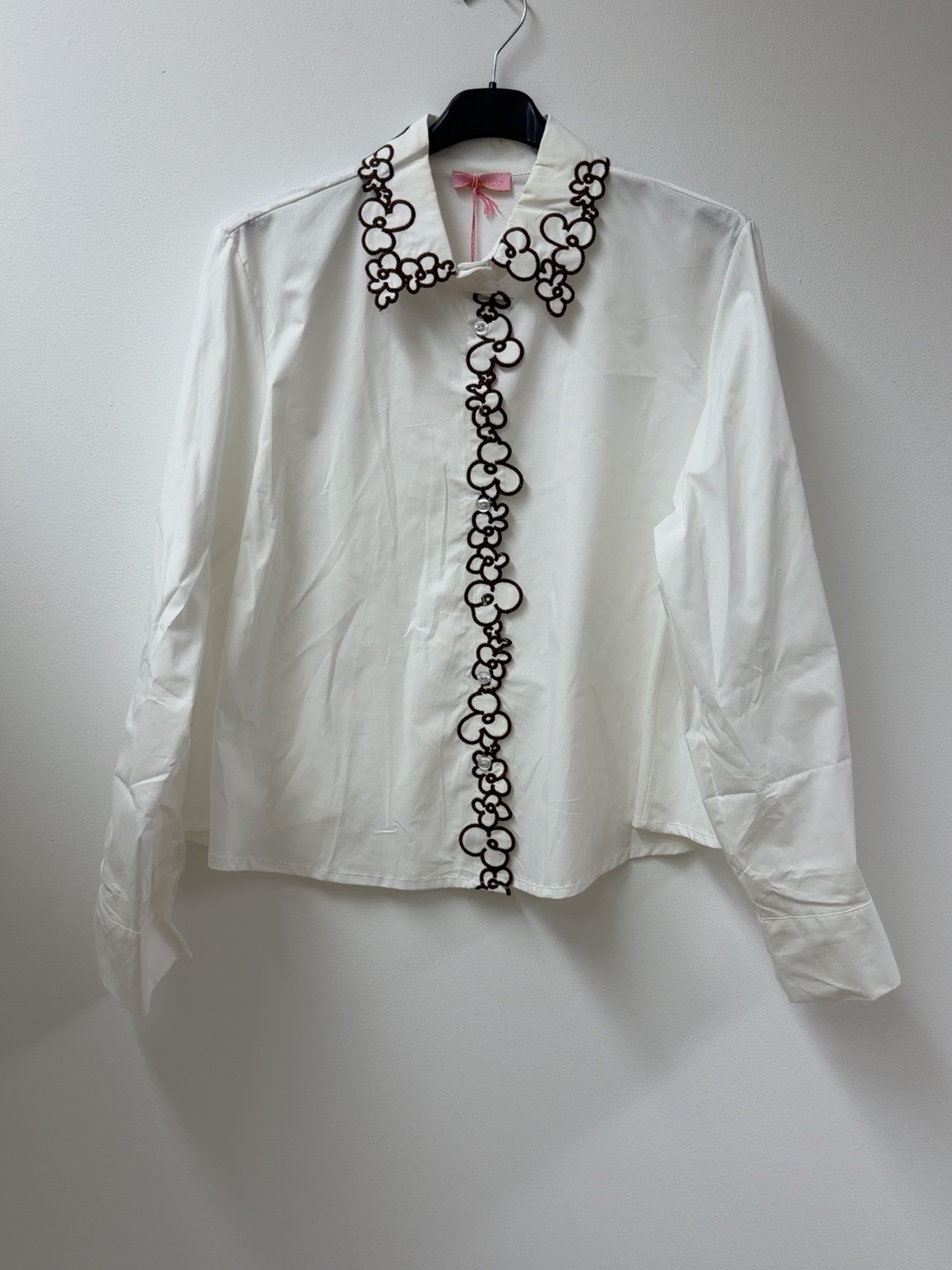 Bluse mit Blumenstickerei I B0042 I Made in Italy 34-40