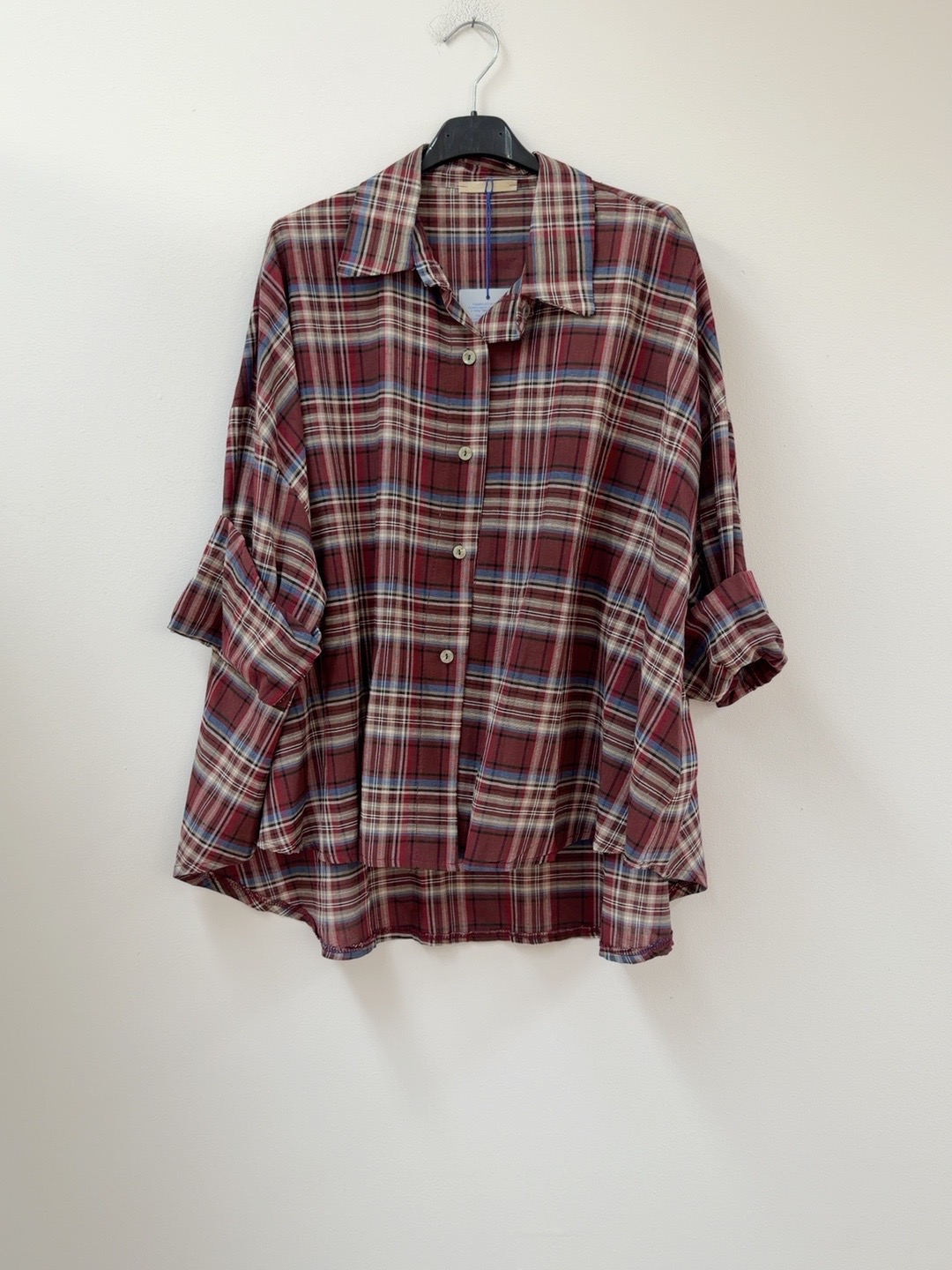 Oversize-Karo-Bluse I BL0139 I Made in Italy Gr. 34-44