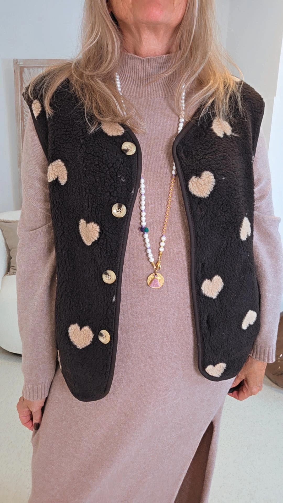 TRENDIGE TEDDY WESTE CLAUDIA SMALL HEART Made in Italy 34-42