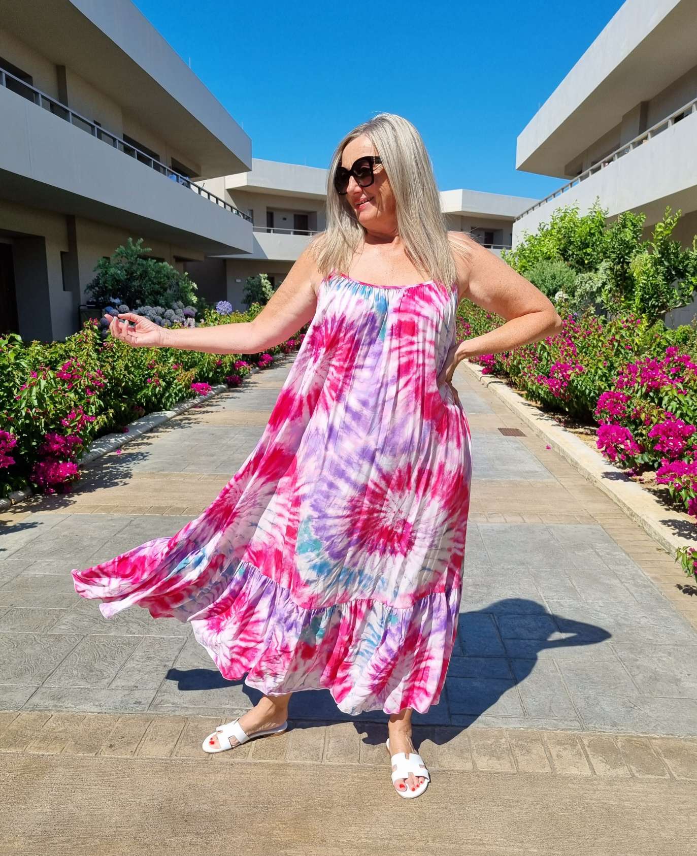 SPAGHETTI DRESS DALLAS PINK 34-42 Made in Italy Maxi Kleid Sommer Strandkleid Abendkleid BATIK Tie Dye SPAGHETTI DRESS DALLAS PINK 34-42 Made in Italy Maxi Kleid Sommer Strandkleid Abendkleid BATIK Tie Dye