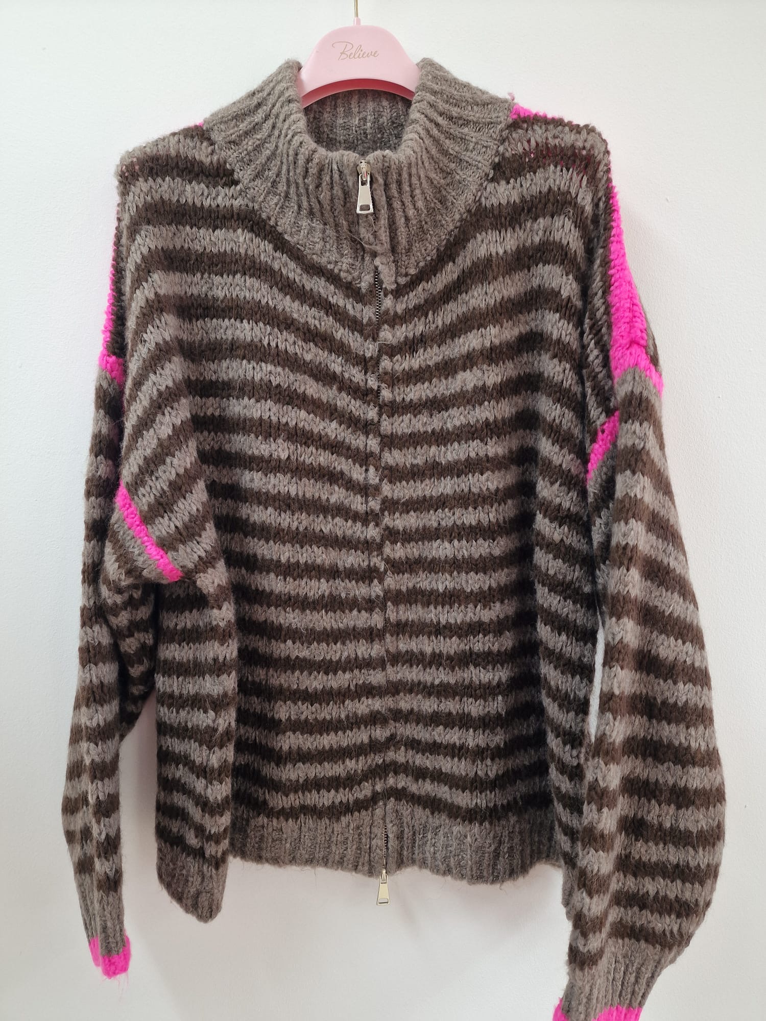 Cardigan mit Zwei-Wege-Reißverschluss – SJ0084 | Made in Italy 34-44 Strickjacke