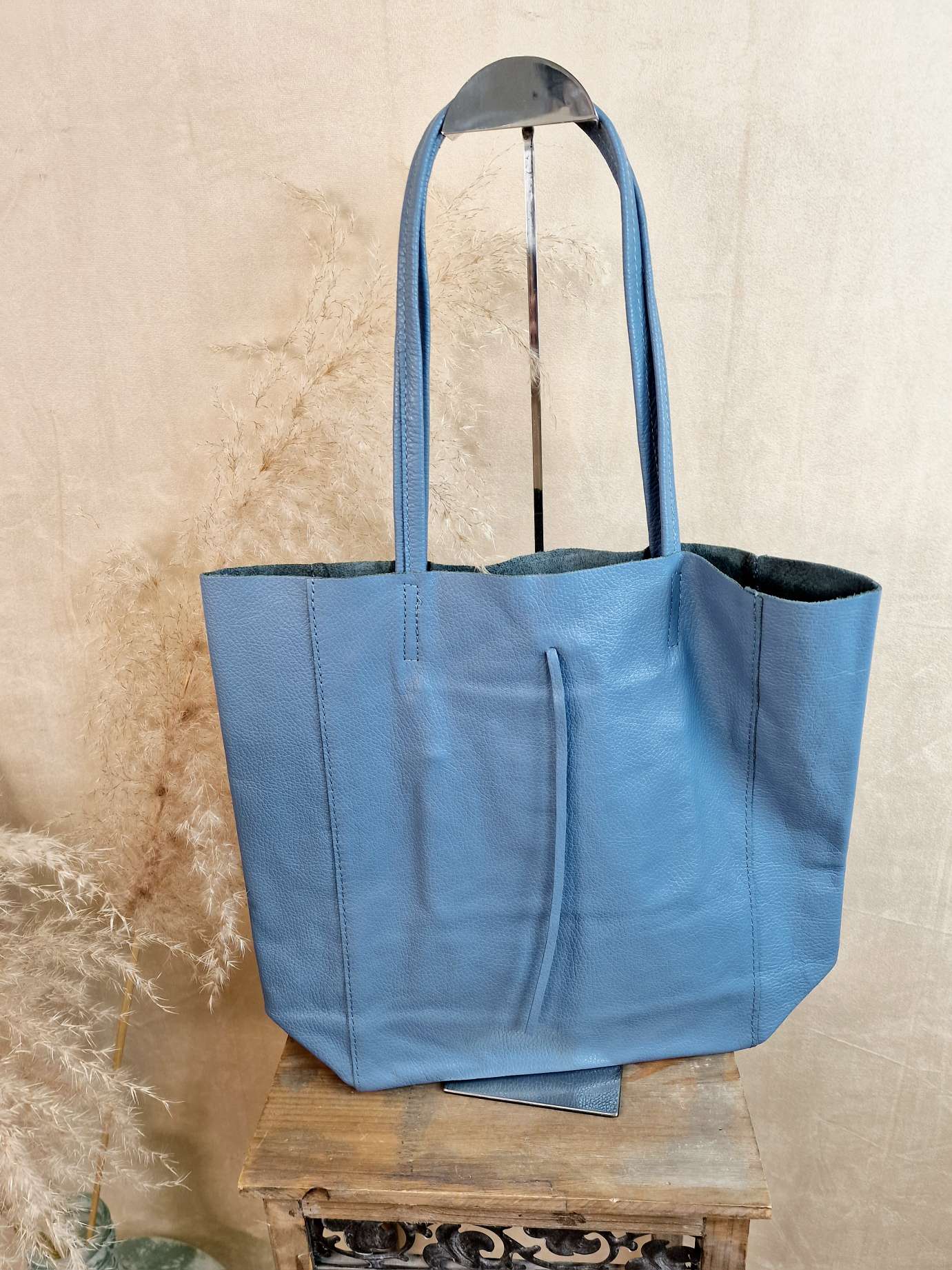 BASIC LEDER SHOPPER MARA JEANSBLAU Made in Italy Ledertasche Tasche BASIC LEDER SHOPPER MARA JEANSBLAU Made in Italy Ledertasche Tasche