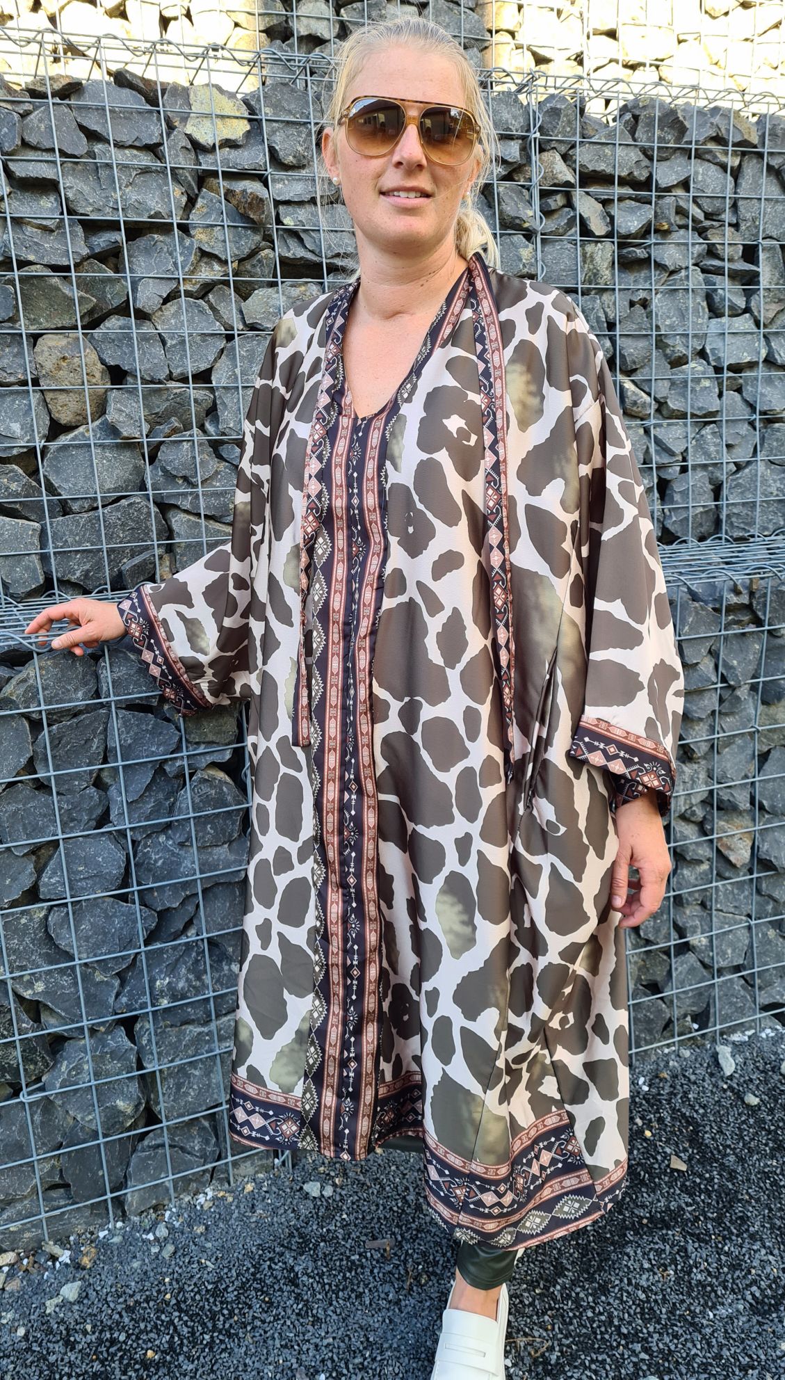 EDLES BLUSEN KLEID THEA KHAKI Midi Kleid Dress Longbluse Made in Italy 34-42 EDLES BLUSEN KLEID THEA KHAKI Midi Kleid Dress Longbluse Made in Italy 34-42