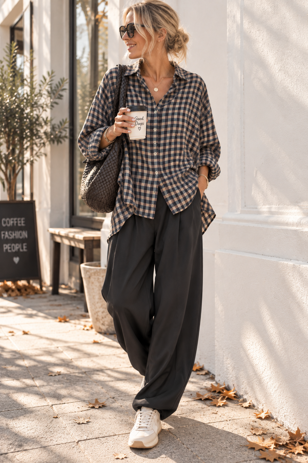 Oversize-Karo-Bluse BL0105 – Made in Italy Gr. 34-44