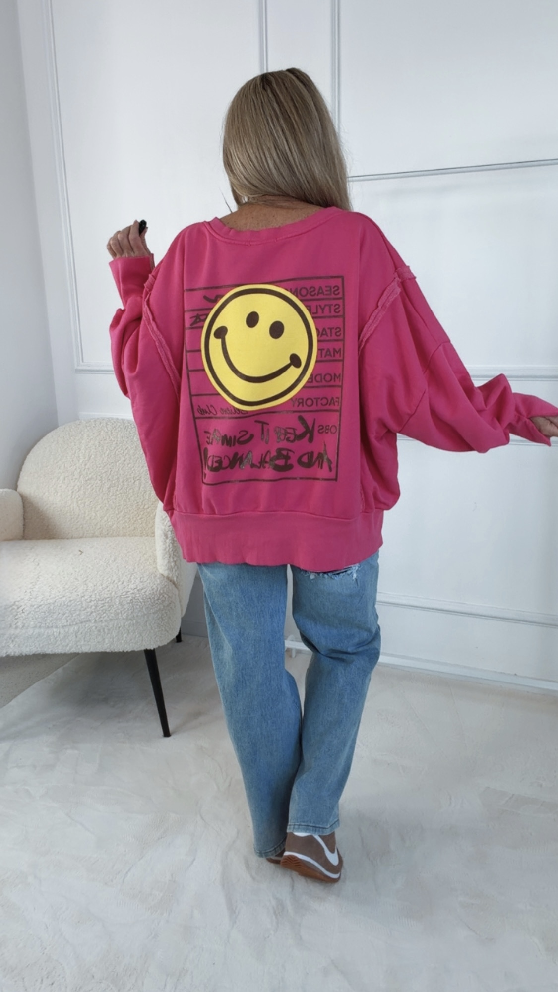 OVERSIZE SWEATER JON  KEEP IT SMILE 38 - 46 Made in Italy