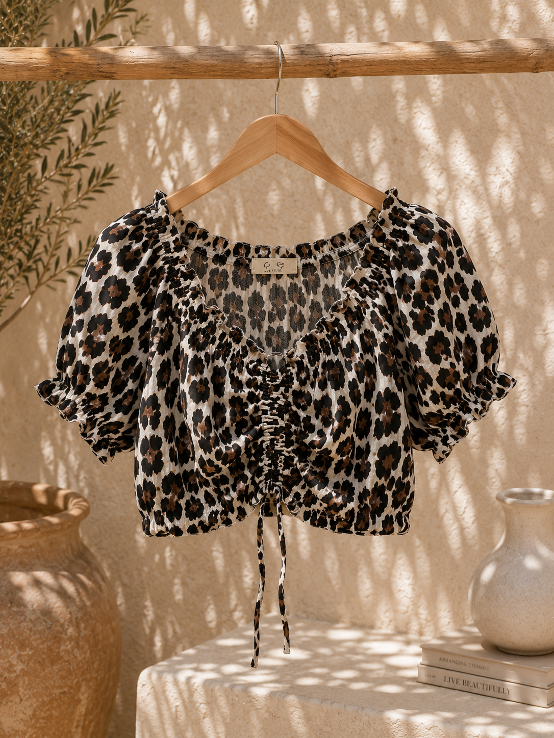 Bluse Cropped Musselin Savanna Leo Made in Italy 34-40/42