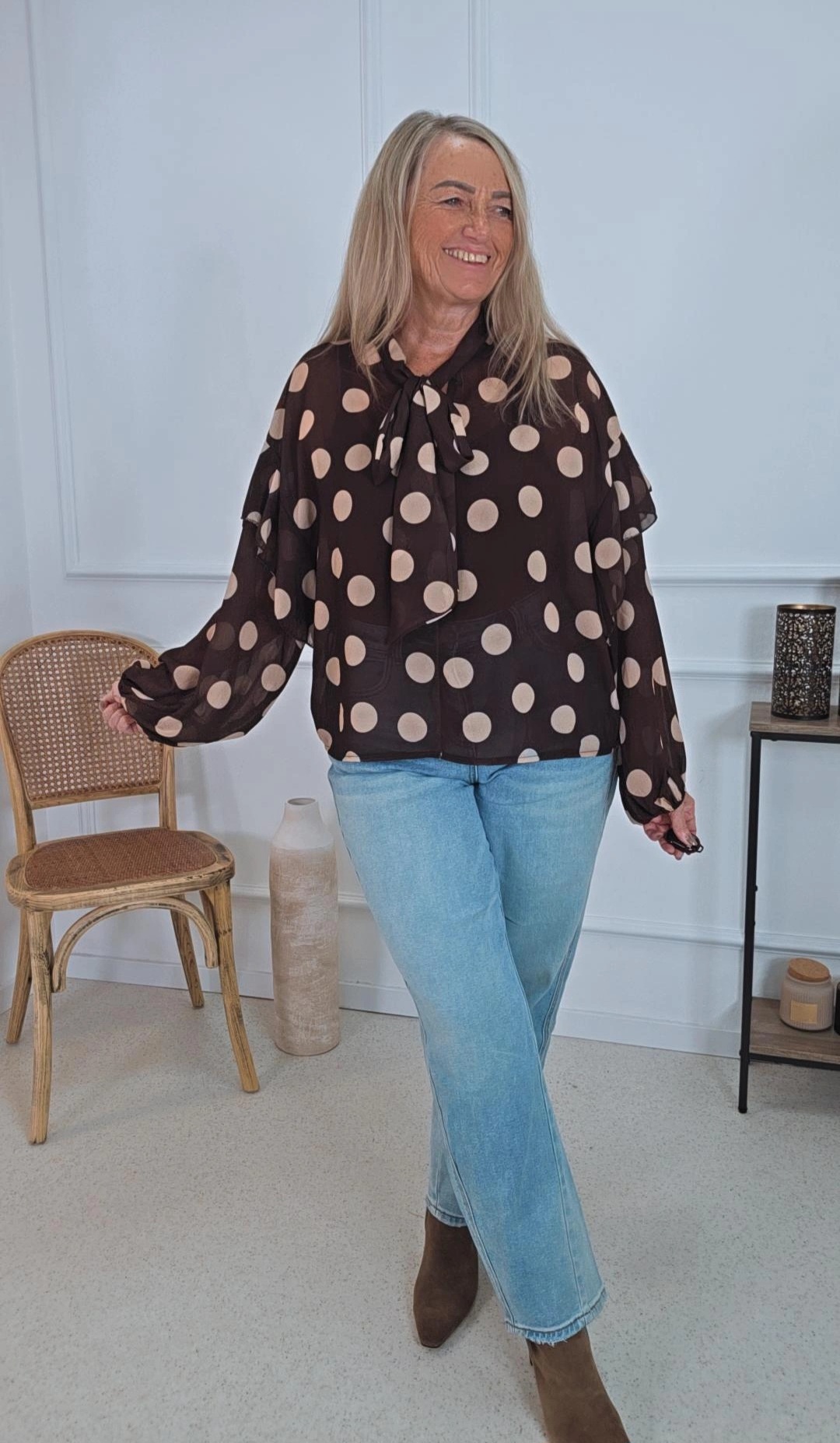 SCHLUPPEN BLUSE STELLA POLKA DOTS Made in Italy