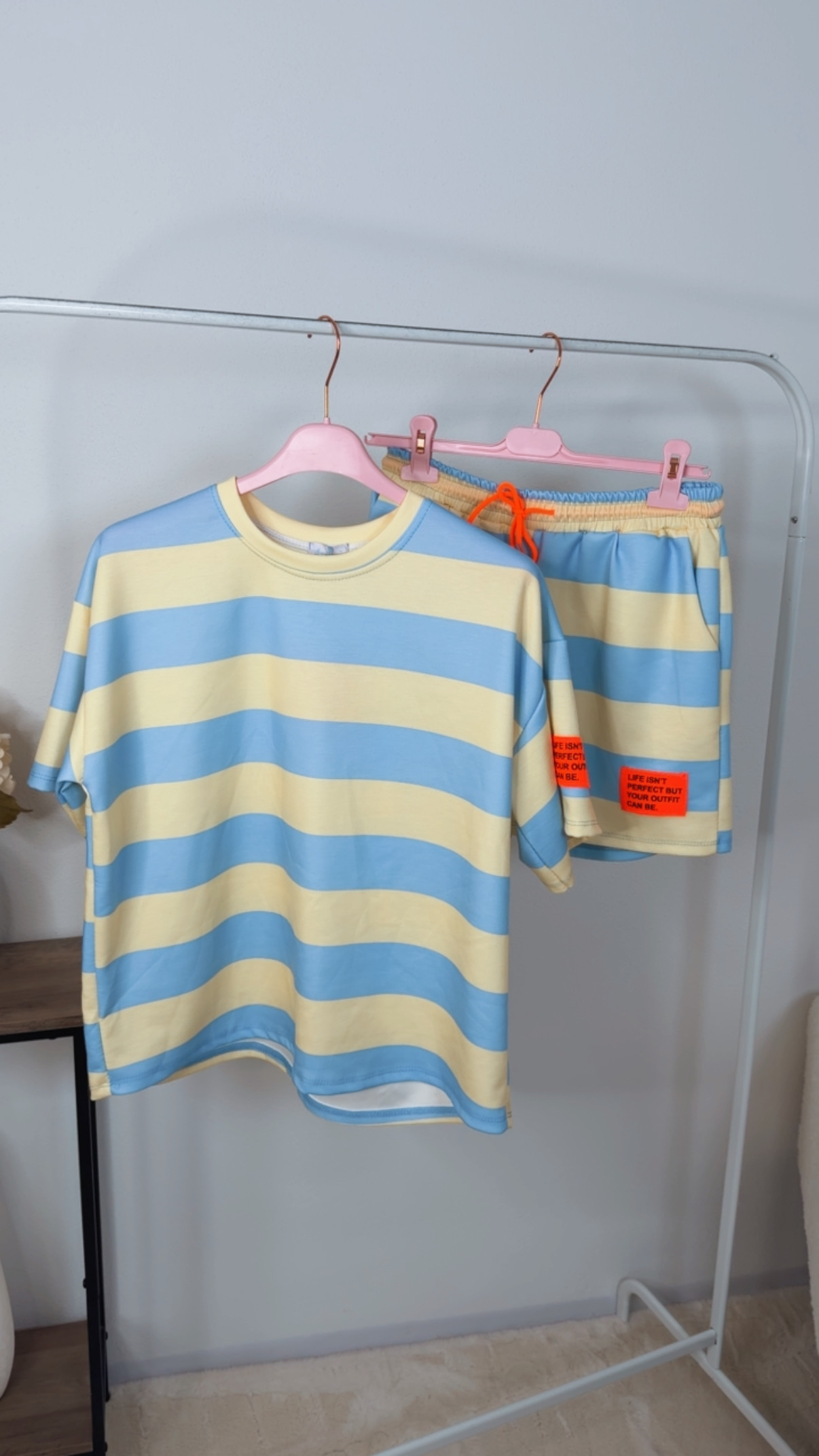 Set Amaris Butterstoff Blockstreifen Sweatshirt & Short Patch Made in Itlay 34-40/42