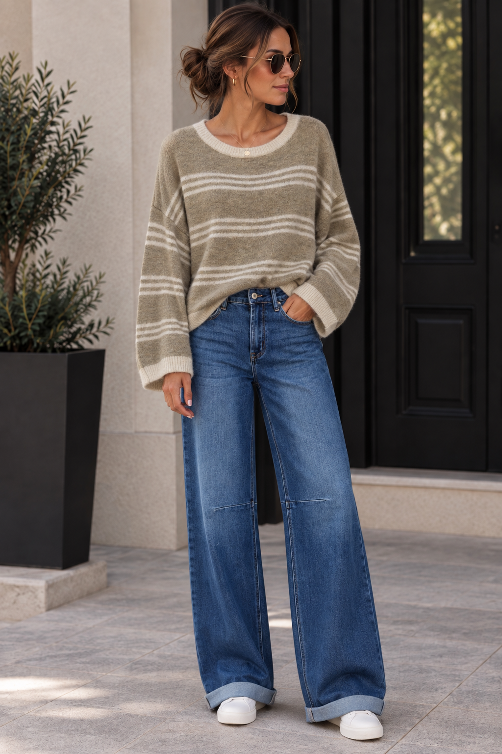 Pullover Kuschelig mit Streifen I SP0075 I Made in Italy 34-42/44