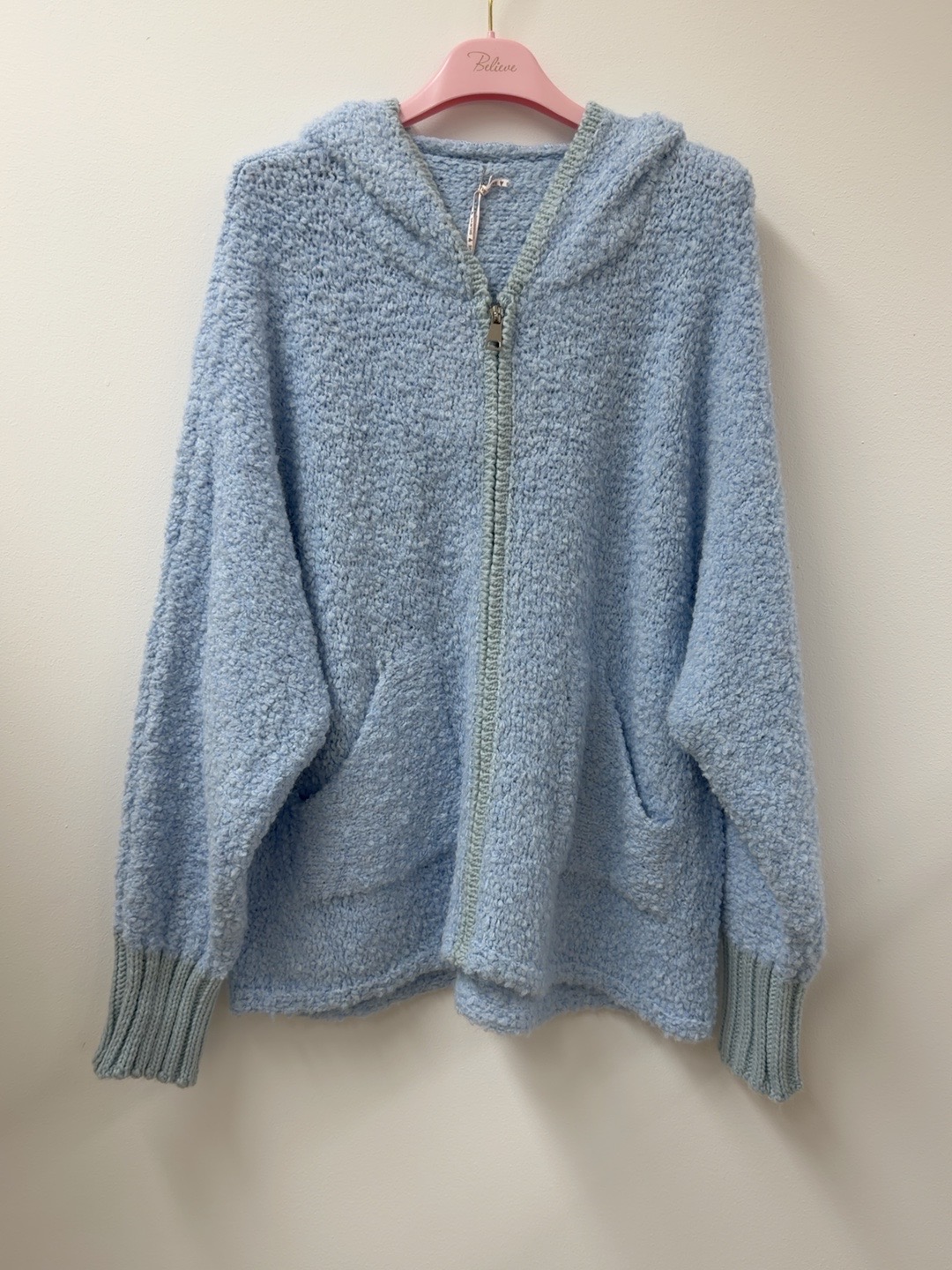 Kapuzen-Cardigan Boucle I SJ0025 I Made in Italy 34-40/42 Strickjacke