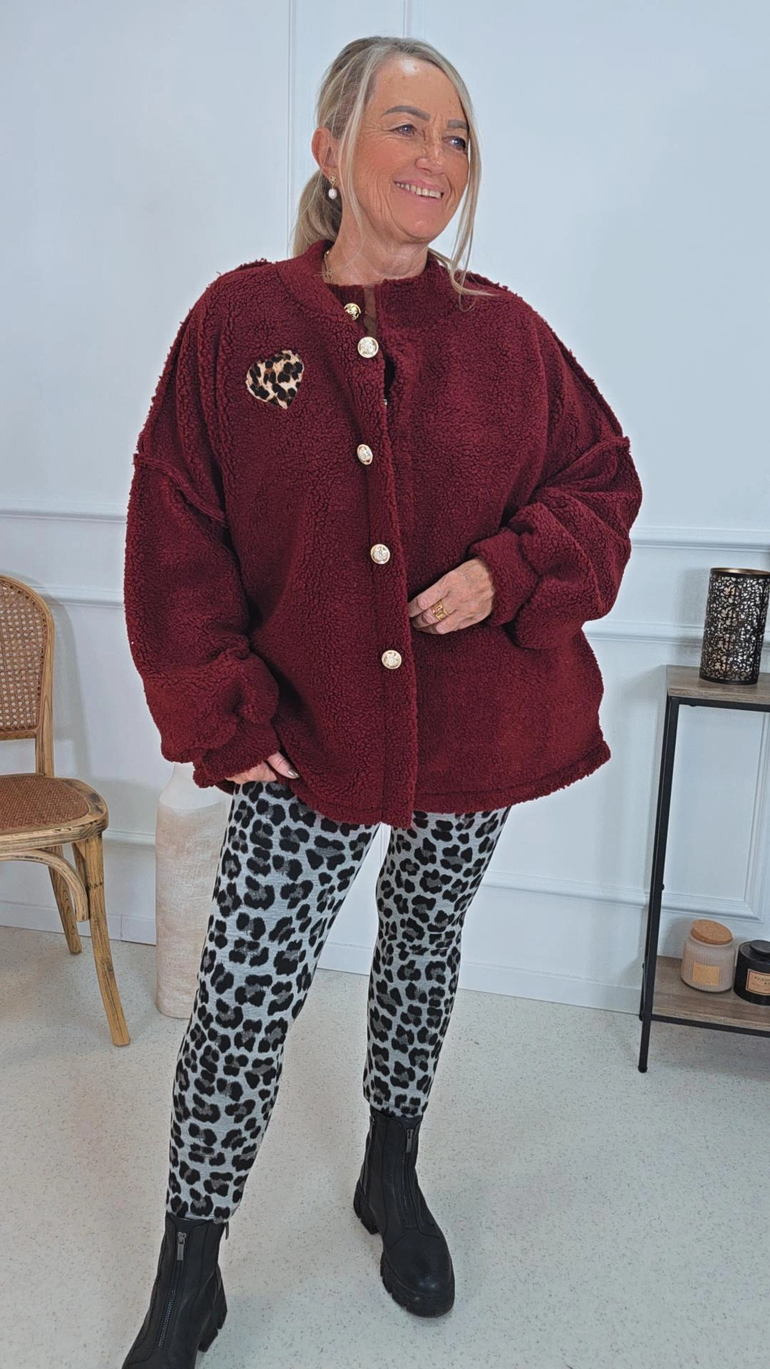 OVERSIZE TEDDY JACKE JANNIKA LEO HEART Made in Italy 36-44/46