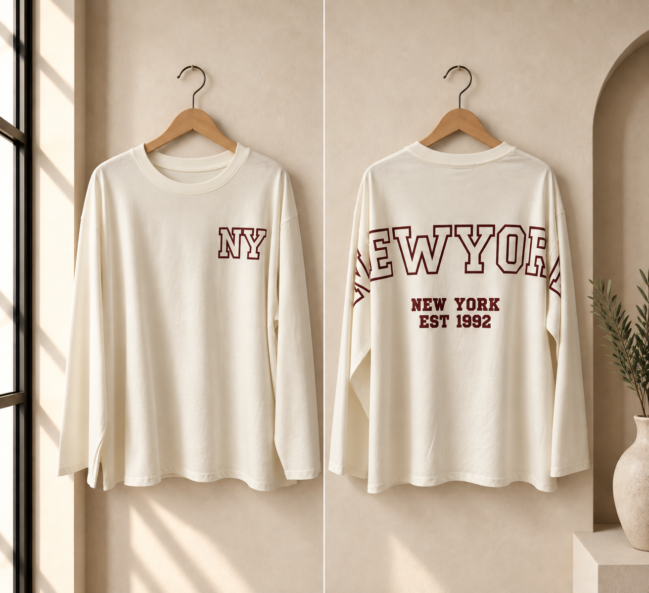 Longsleeve mit New York Statement-Print LS0063 I Made in Italy 34-42/44