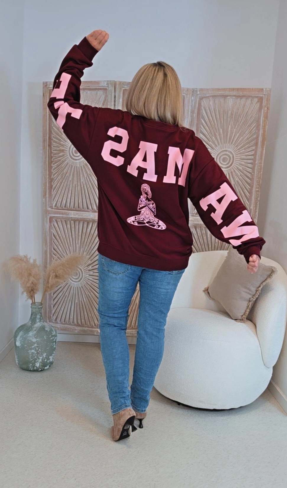 OVERSIZE SWEATER NAMASTE ALL DAMN DAY Made in Italy 34-44