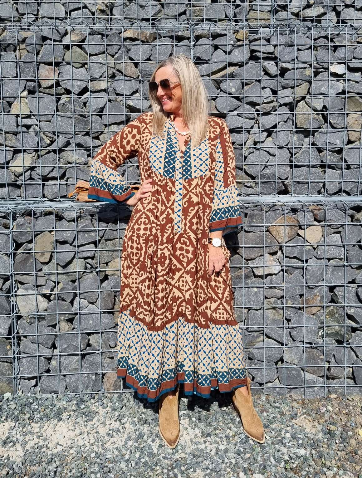 MAXI TUNIKA DRESS IRINA BRAUN 34-42 Made in Italy langes Kleid Hängerchen Tunikakleid MAXI TUNIKA DRESS IRINA BRAUN 34-42 Made in Italy langes Kleid Hängerchen Tunikakleid