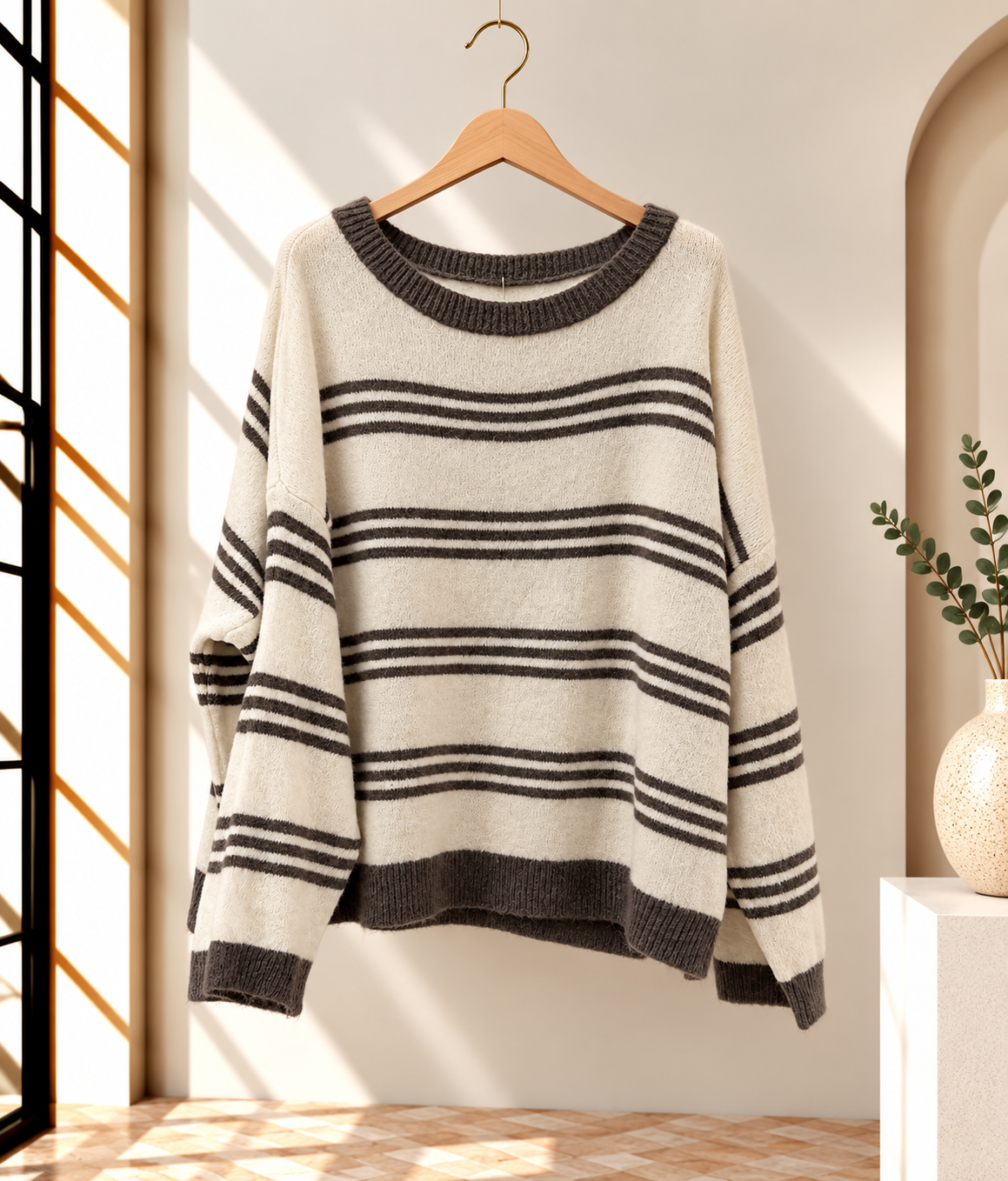 Pullover Kuschelig mit Streifen I SP0075 I Made in Italy 34-42/44