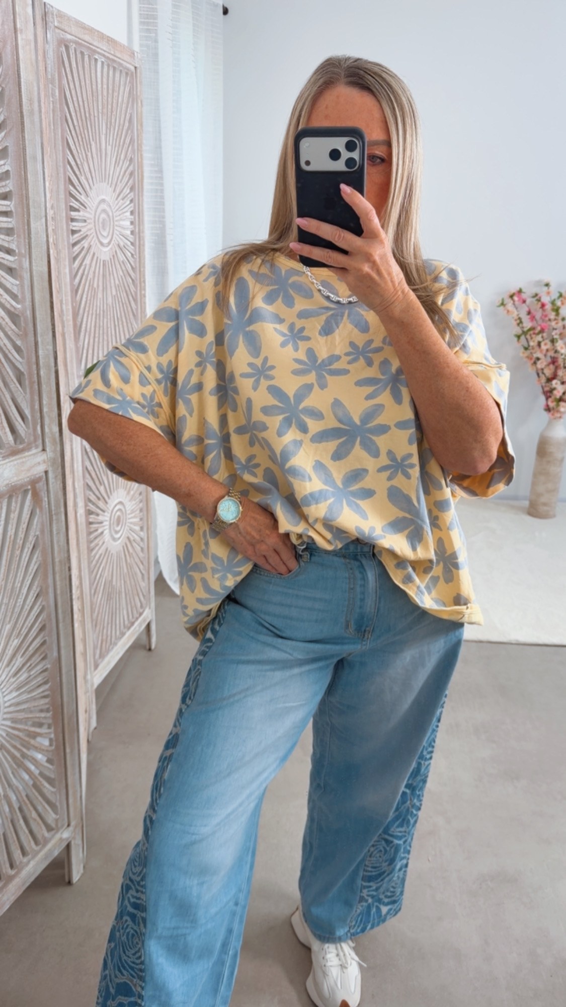 🌸🌴 Blumen-Shirt Lunara Made in Italy 34-44/46