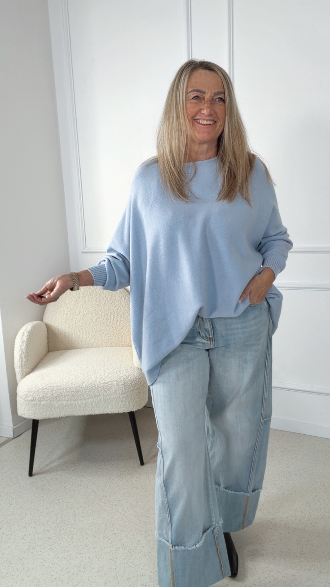 MAXI-PULLOVER LEVI unifarben 34-44/46 Made in Italy Viskose