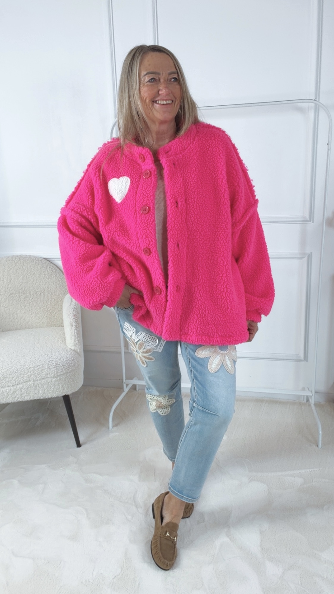 OVERSIZE TEDDY JACKE JANNIKA  HEART Made in Italy 36-44/46