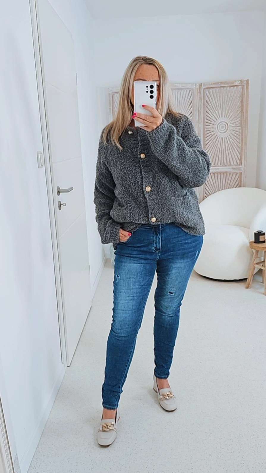 STRICKJACKE BOUCLE MURPHY Made in Italy 36-42 Cardigan Pullover Knit Sweater STRICKJACKE BOUCLE MURPHY Made in Italy 36-42 Cardigan Pullover Knit Sweater