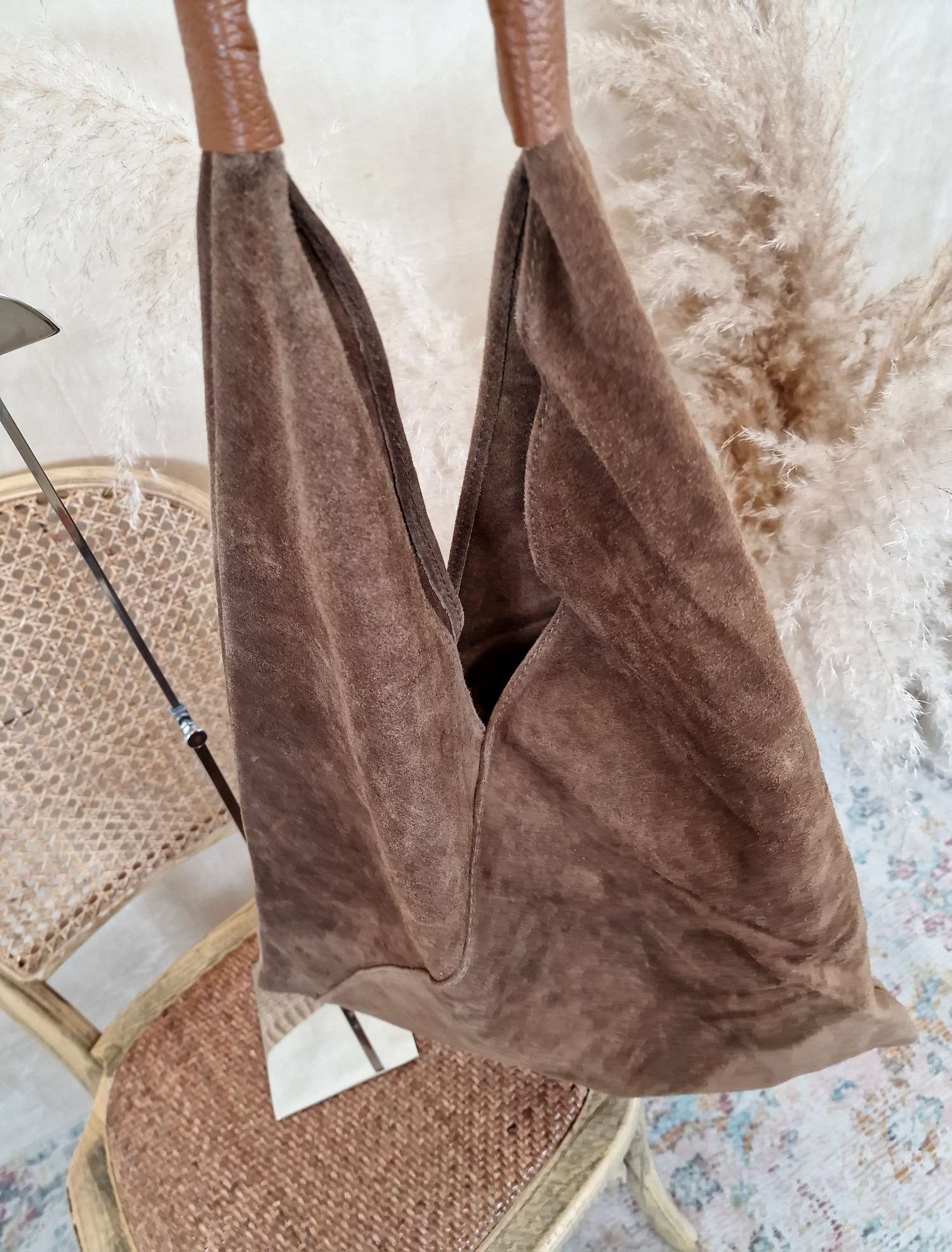 WILDLEDER SHOPPER RENATE TAUPE Made in Italy Leder Tasche Shopping Bag versch. Farben WILDLEDER SHOPPER RENATE TAUPE Made in Italy Leder Tasche Shopping Bag versch. Farben