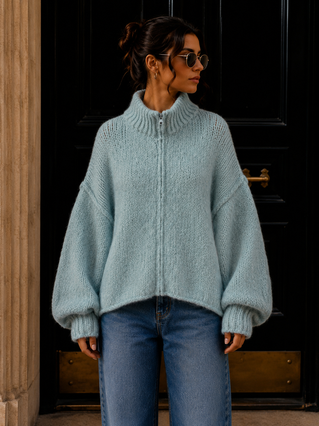 Strickjacke mit Reißverschluss I SJ0043 I Made in Italy 34-46
