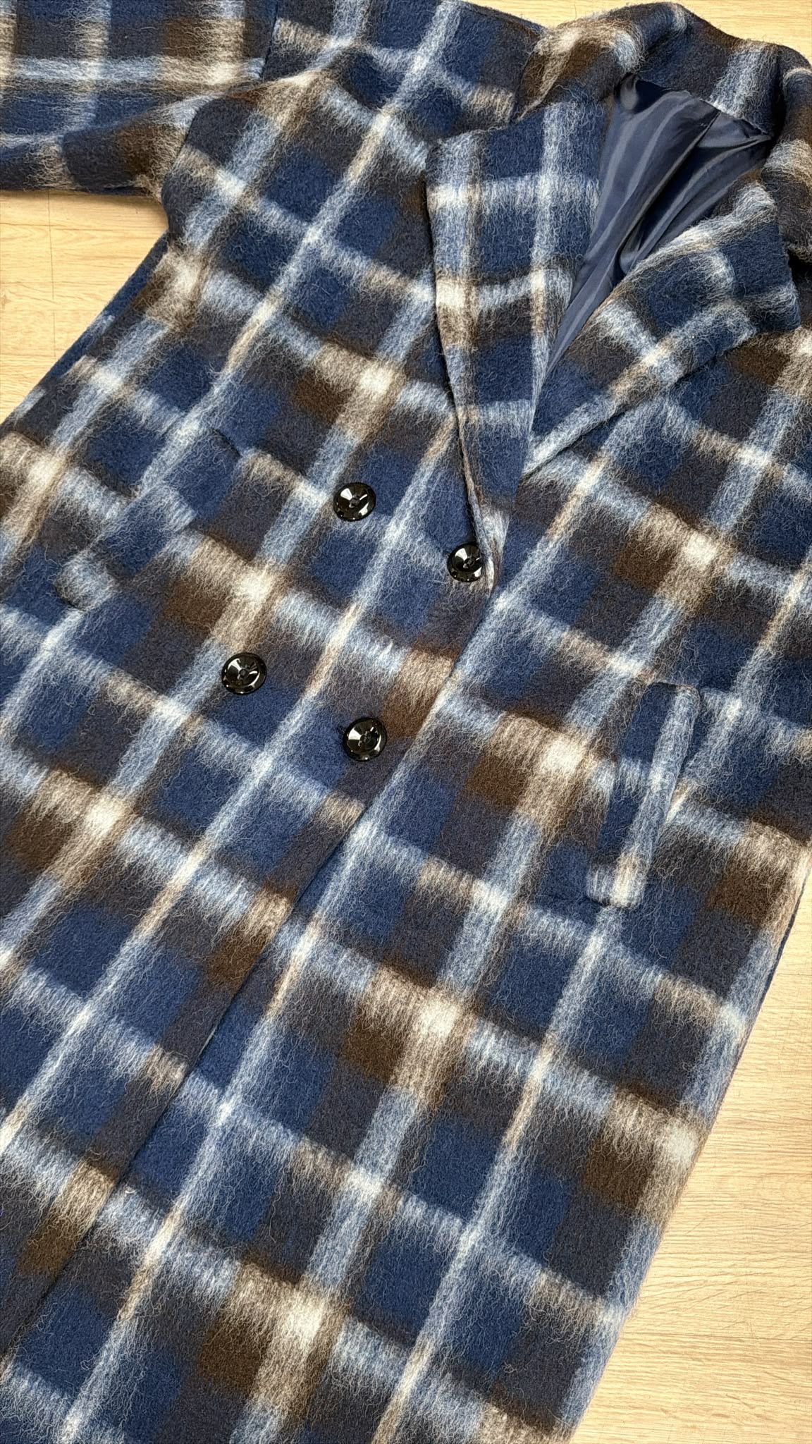 Oversize Karomantel MA0184 im kuscheligen Woll-Look  Made in Italy Gr 34-42
