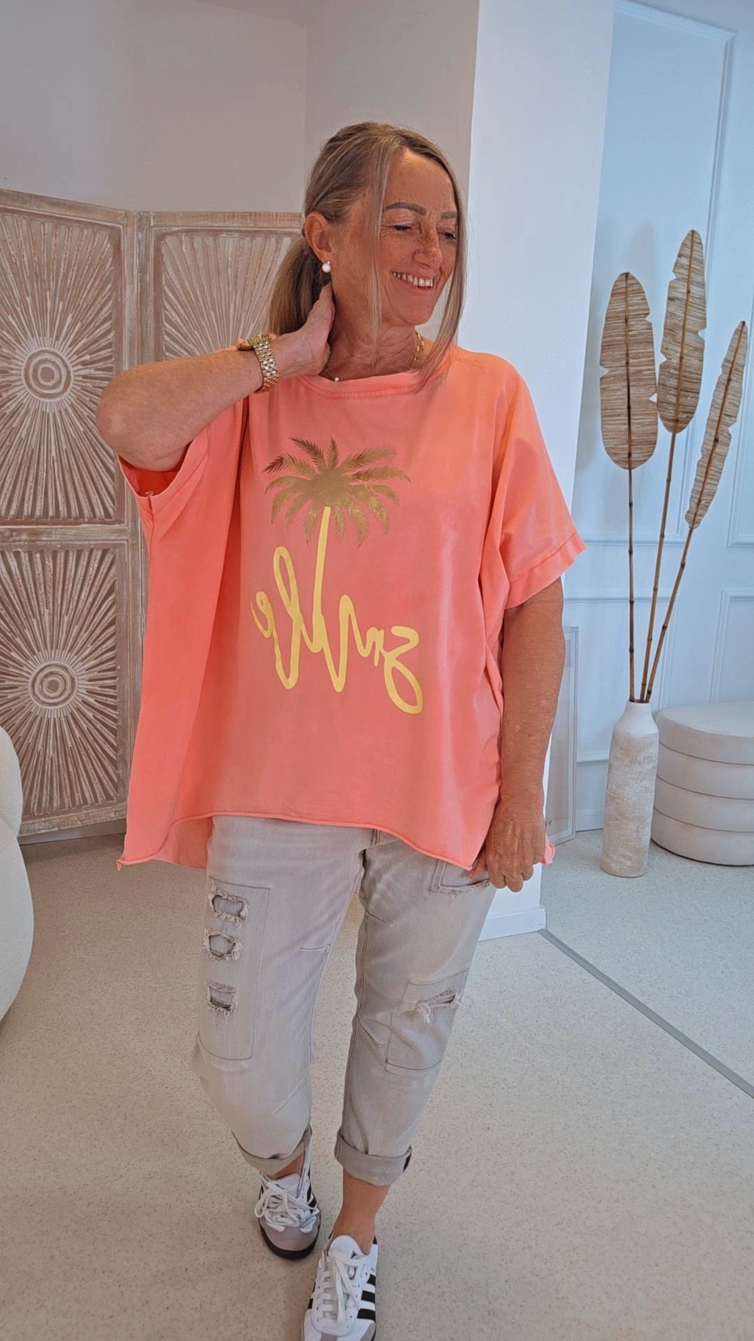  OVERSIZE T-SHIRT INES VOKUHILA PALME Made in ITALY Gr. 36 - 44/46